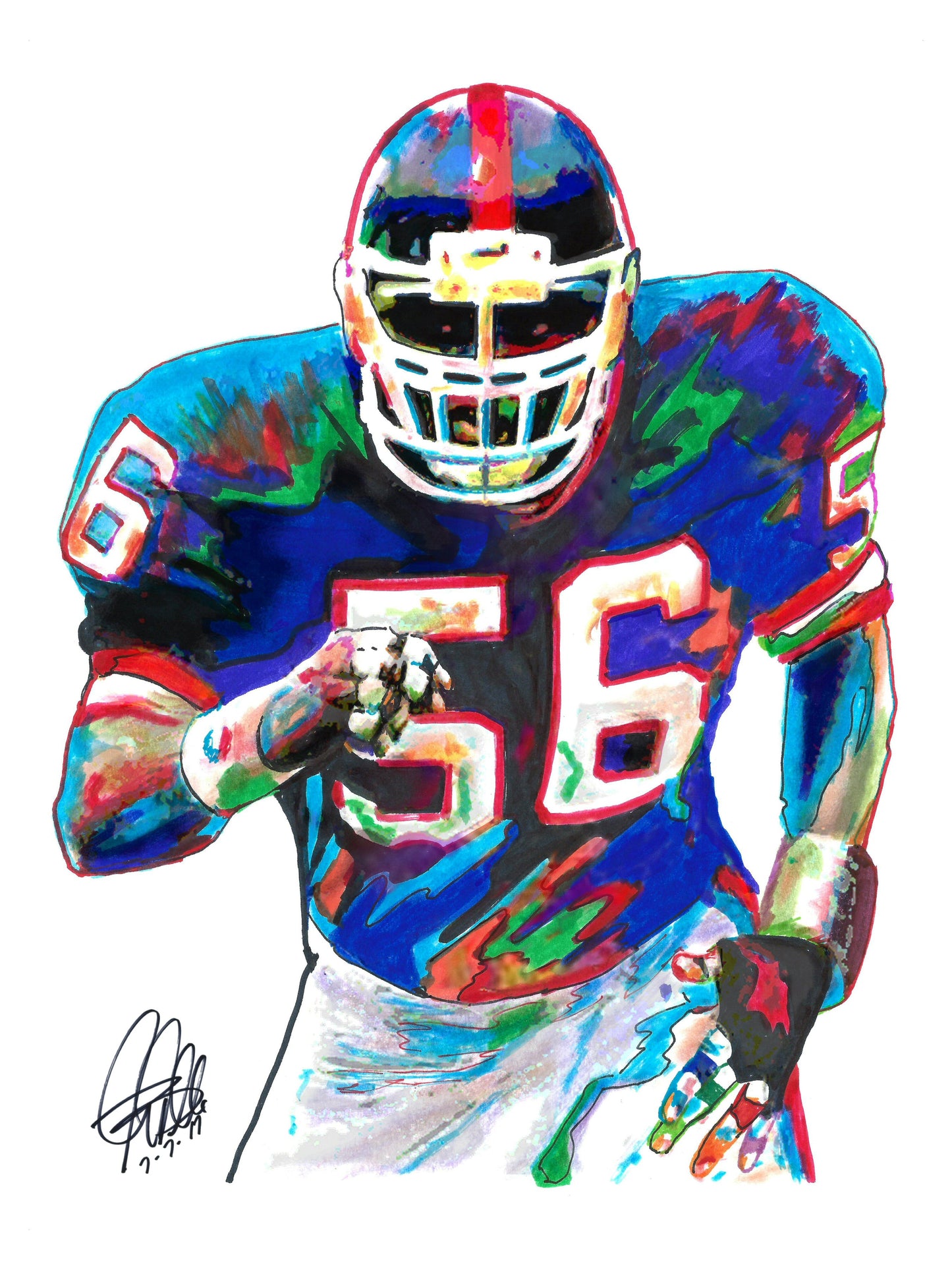 Lawrence Taylor New York Giants LB Football Sports Poster Print Wall Art 18x24