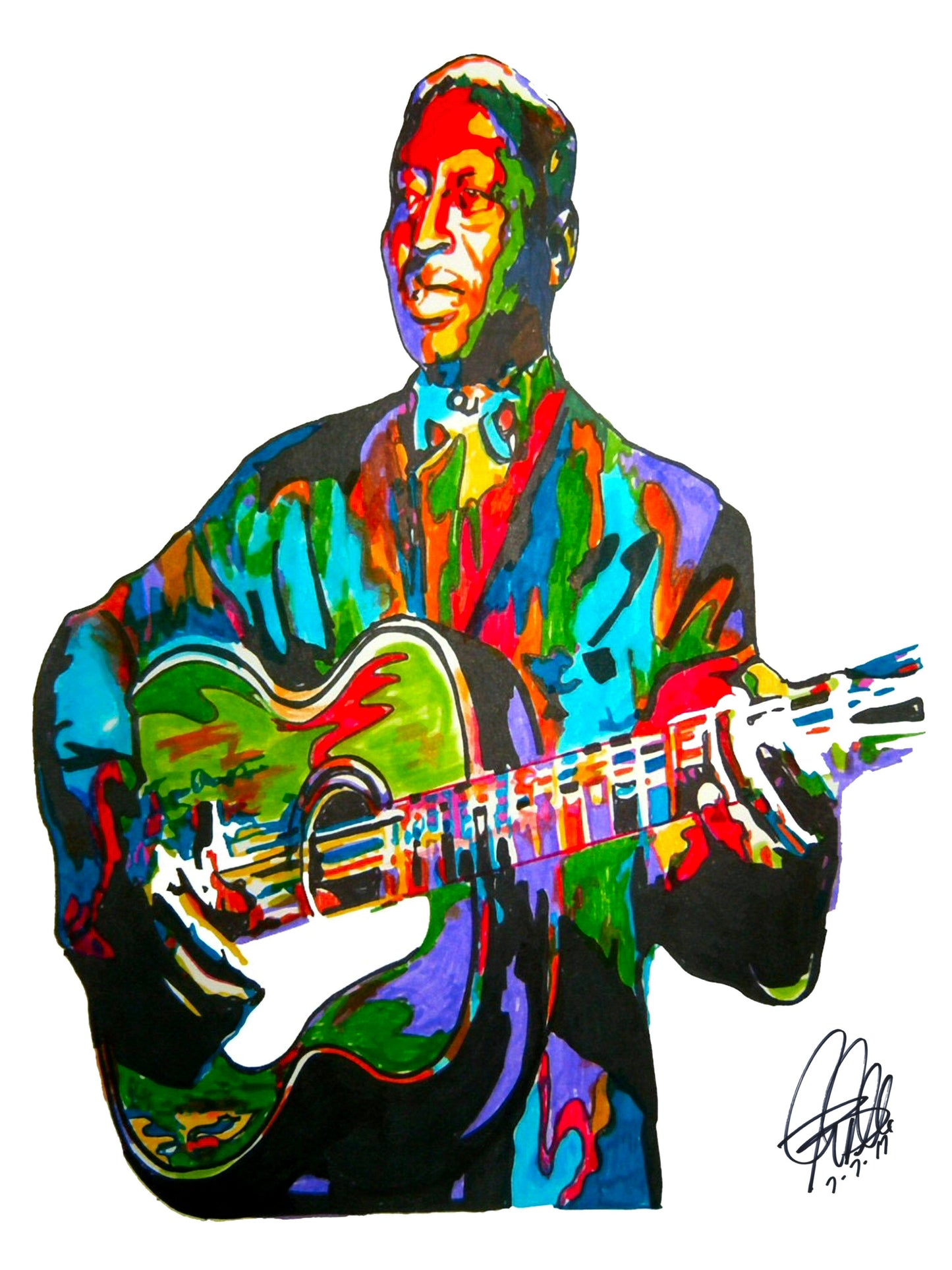 Lead Belly Guitar Singer Delta Blues Music Poster Print Wall Art 18x24