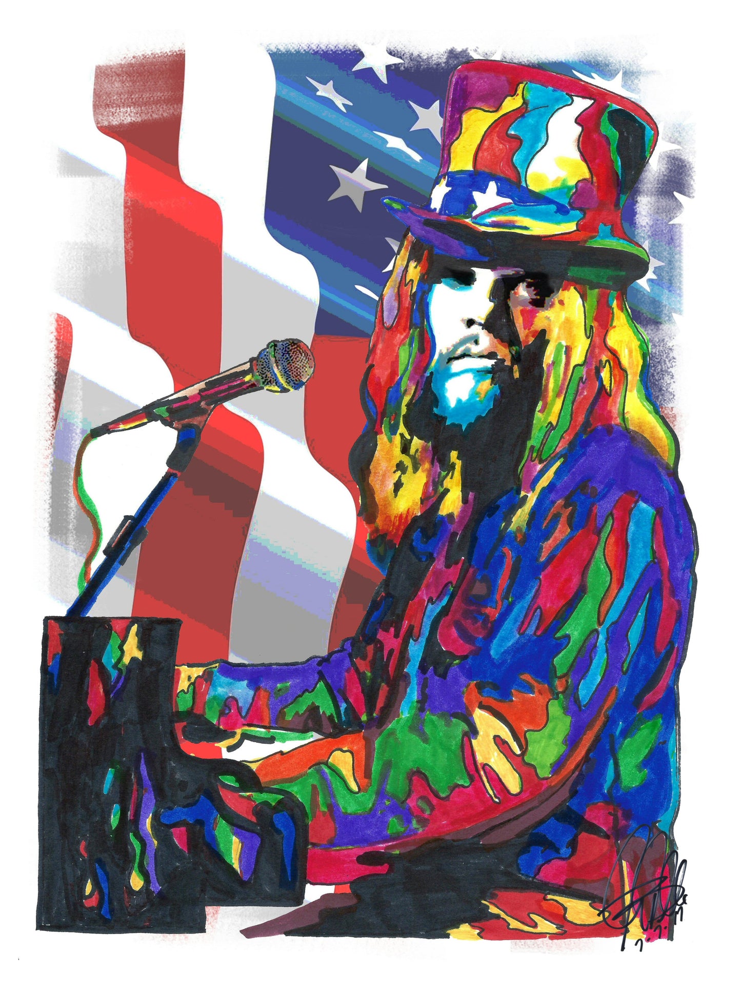 Leon Russell Blues Rock Guitar Piano Singer Music Poster Print Wall Art 18x24