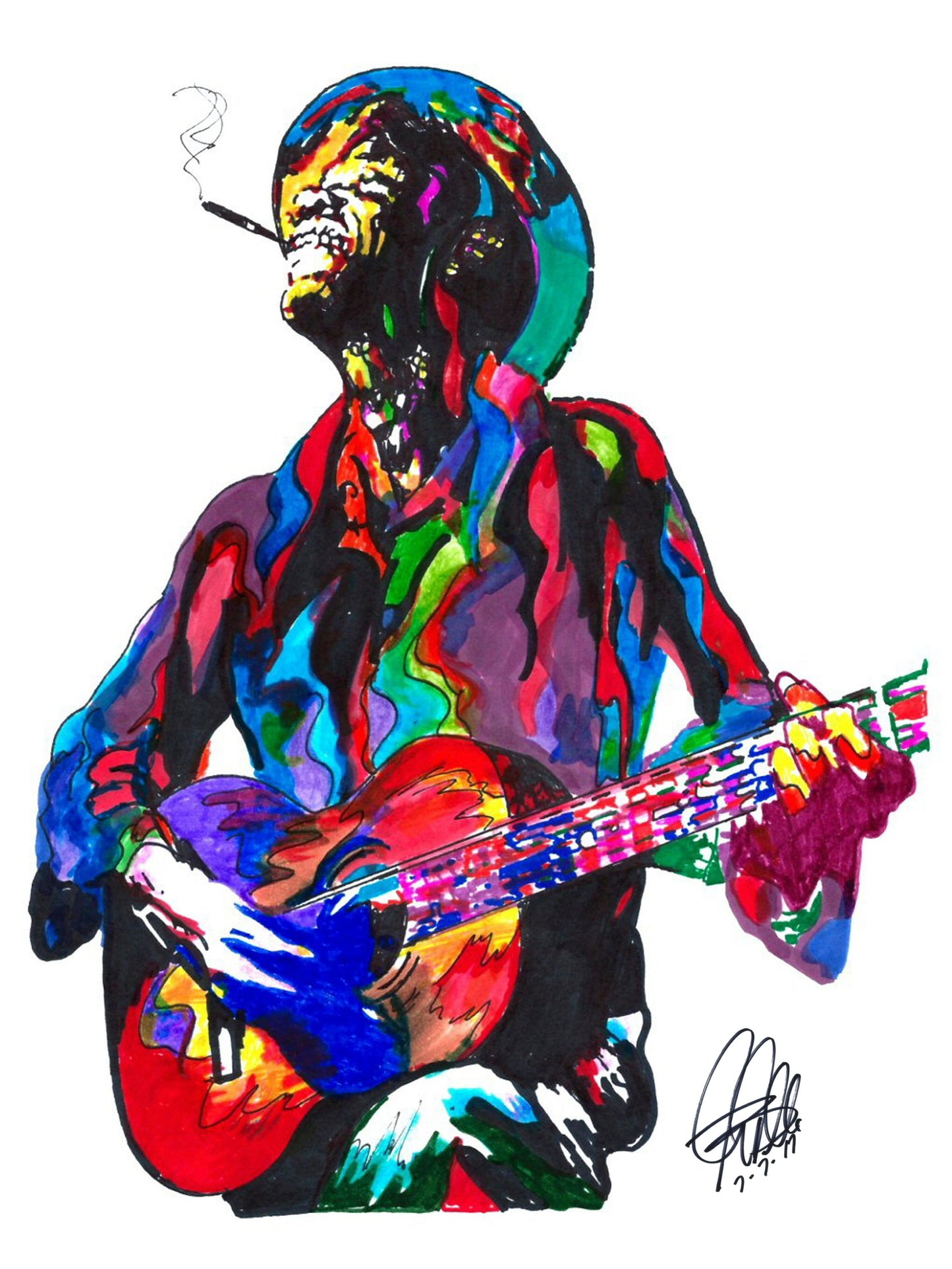 Lightnin Hopkins Singer Guitar Texas Blues Music Poster Print Wall Art 18x24