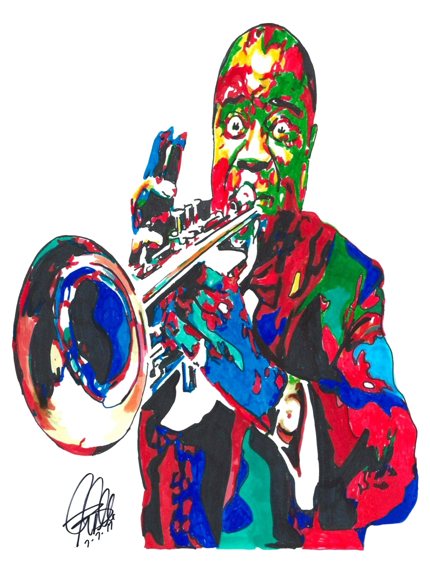 Louis Armstrong Trumpet Dixieland Music Poster Print Wall Art 8.5x11