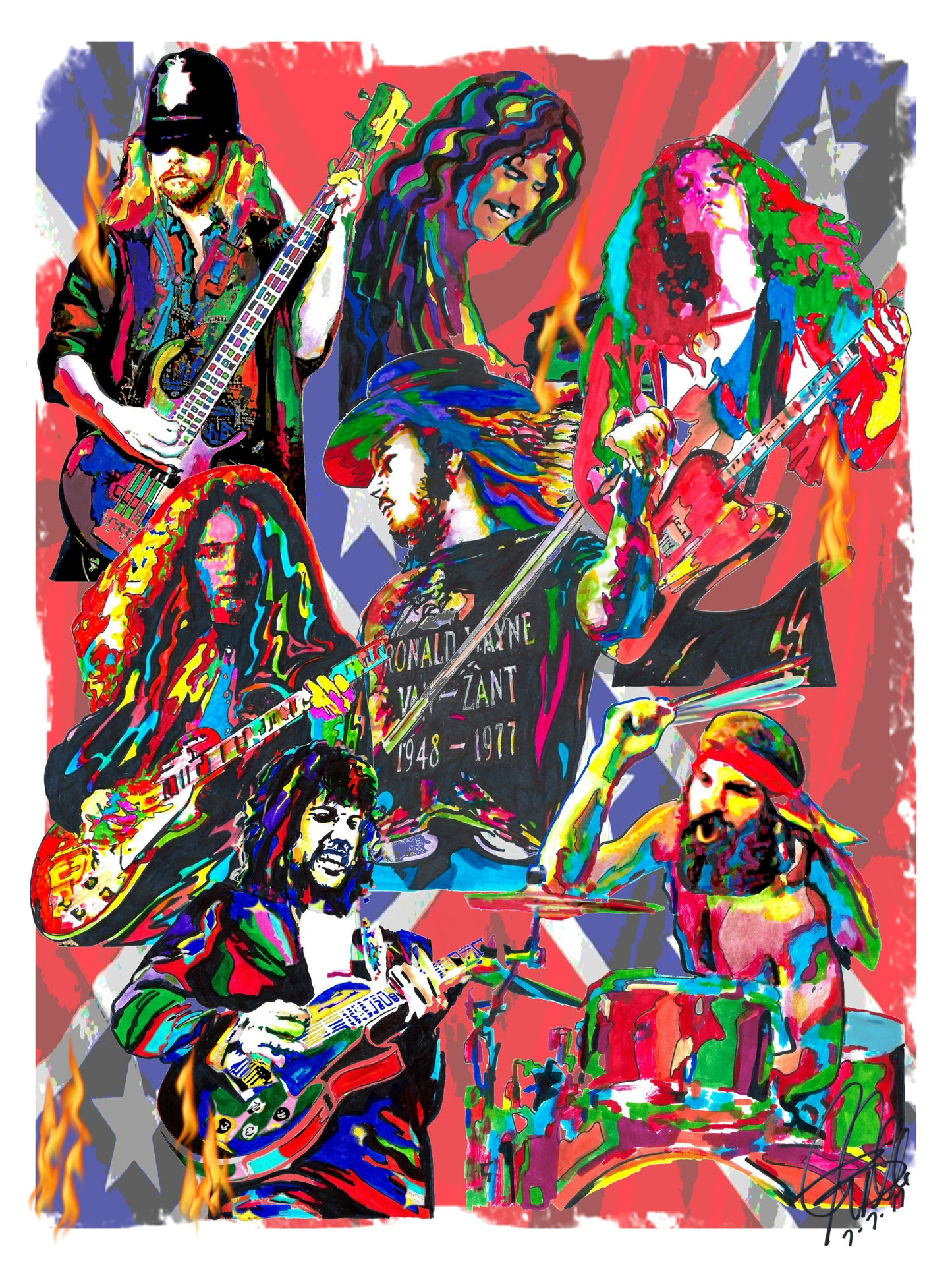 Lynyrd Skynyrd Ronnie Van Zant Southern Rock Music Poster Print Wall Art 18x24