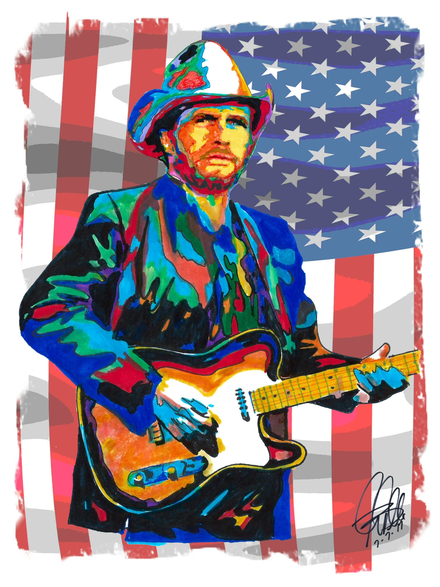 Merle Haggard Singer Guitar Country Music Poster Print Wall Art 18x24