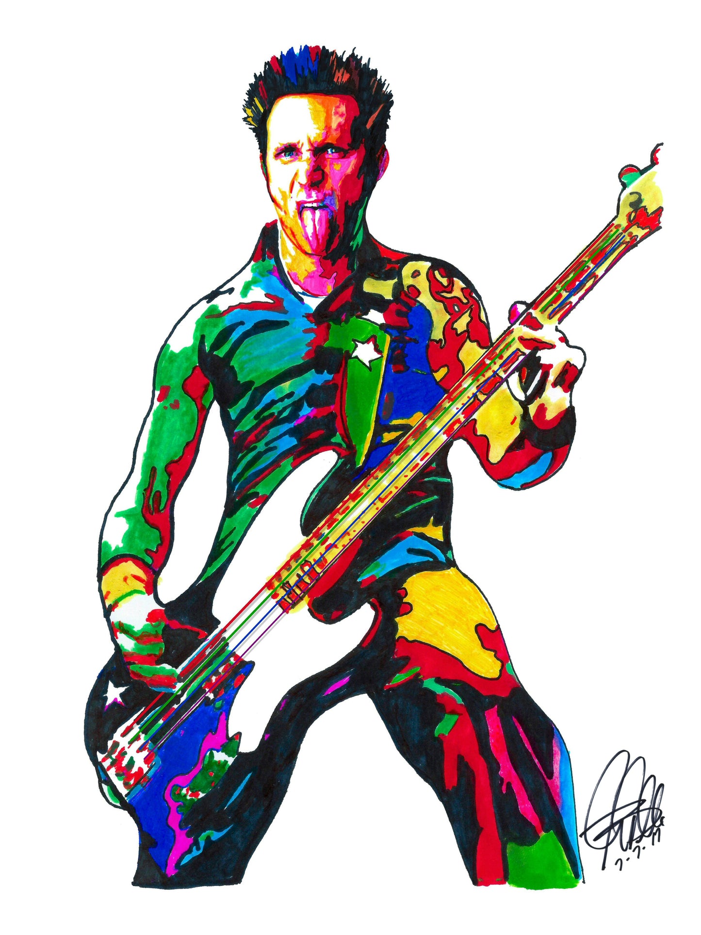 Mike Dirnt Green Day Bass Guitar Punk Rock Music Poster Print Wall Art 18x24