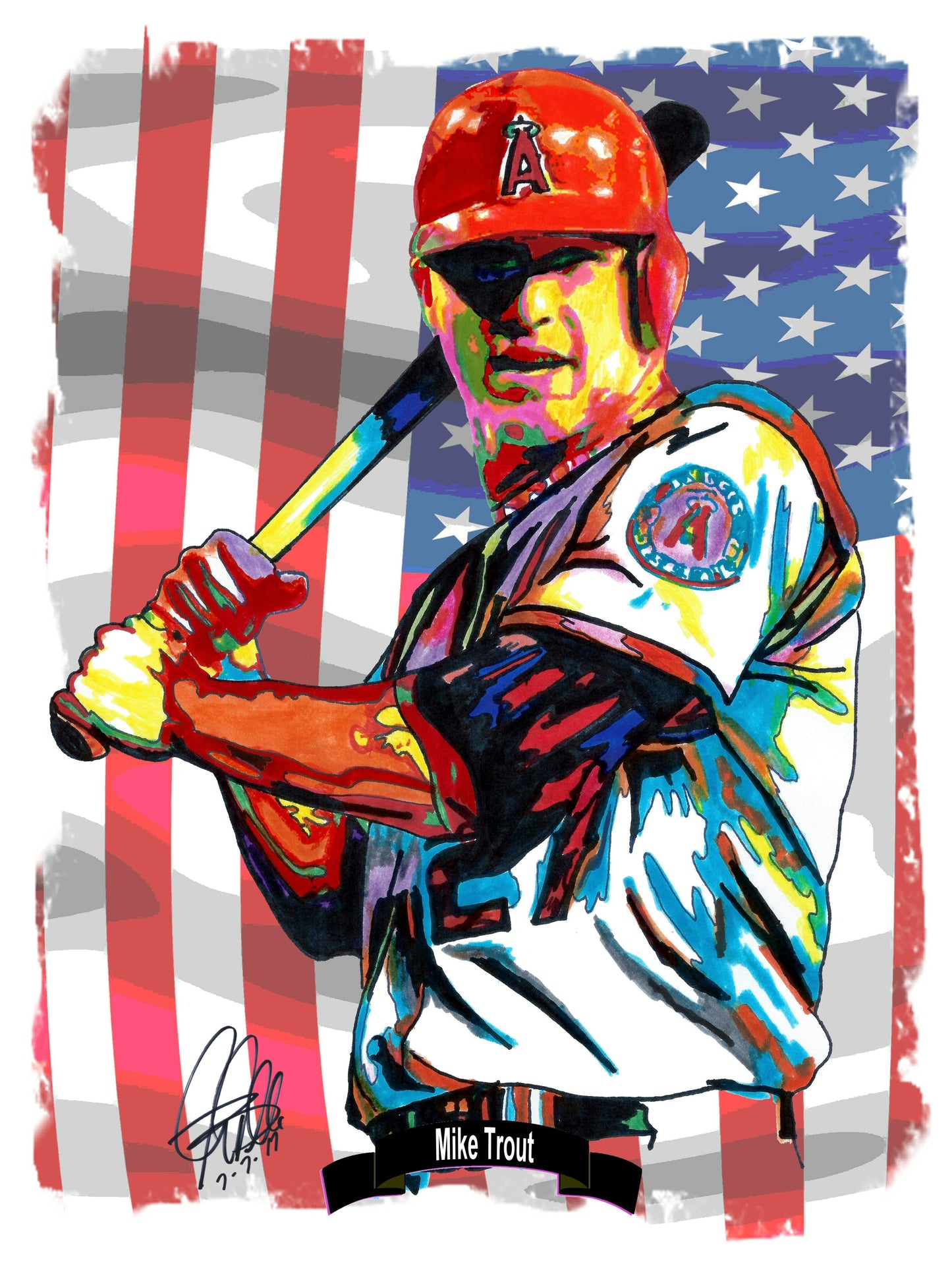 Mike Trout Los Angeles Angels Baseball MLB Poster Print Wall Art 18x24