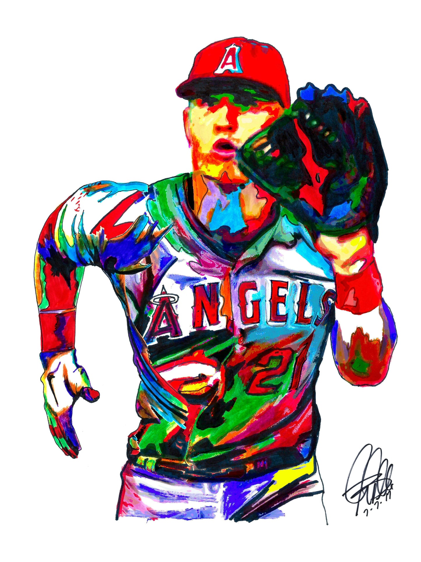 Mike Trout Los Angeles Angels Baseball Sports Poster Print Wall Art 8.5x11