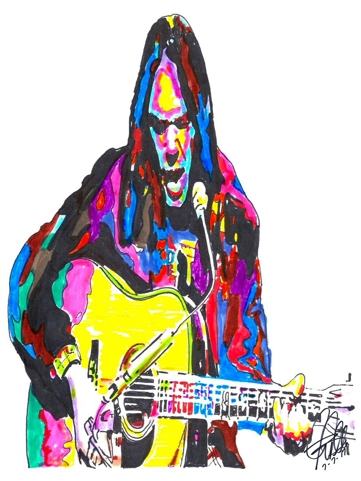 Neil Young CSNY Guitar Folk Rock Music Poster Print Wall Art 18x24