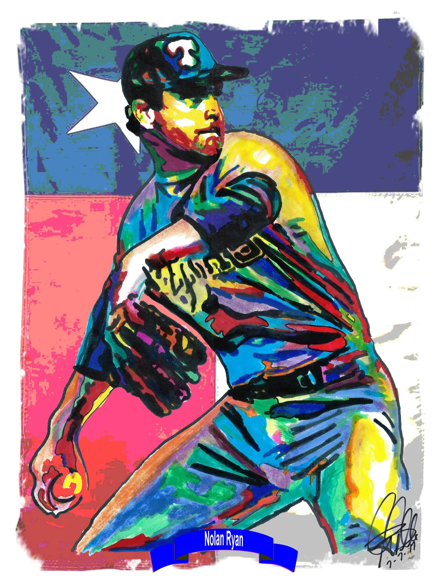 Nolan Ryan Texas Rangers Pitcher Baseball Poster Print Wall Art 8.5x11