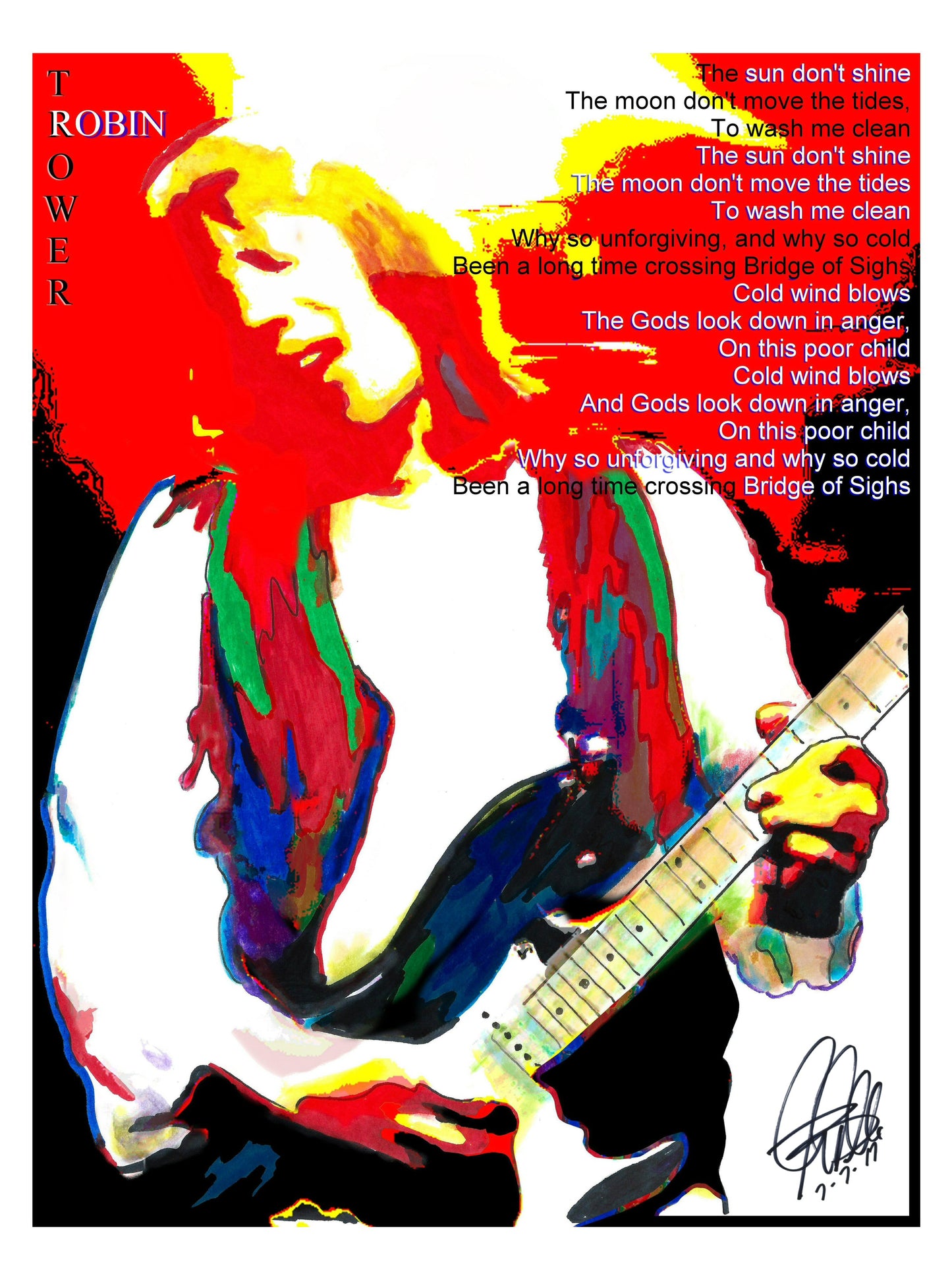 Robin Trower Bridge of Sighs Guitar Hard Rock Music Poster Print Wall Art 18x24