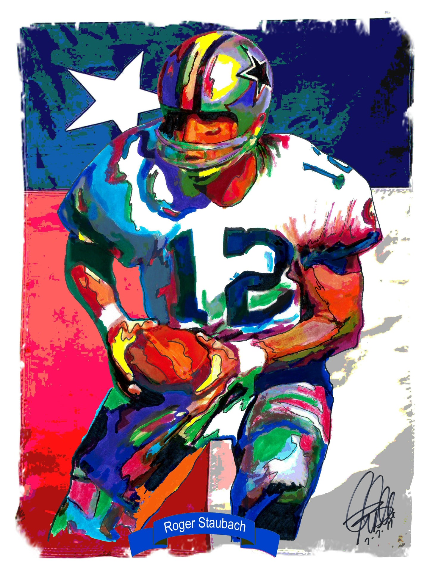 Roger Staubach Dallas Cowboys Football Sports Poster Print Wall Art 18x24