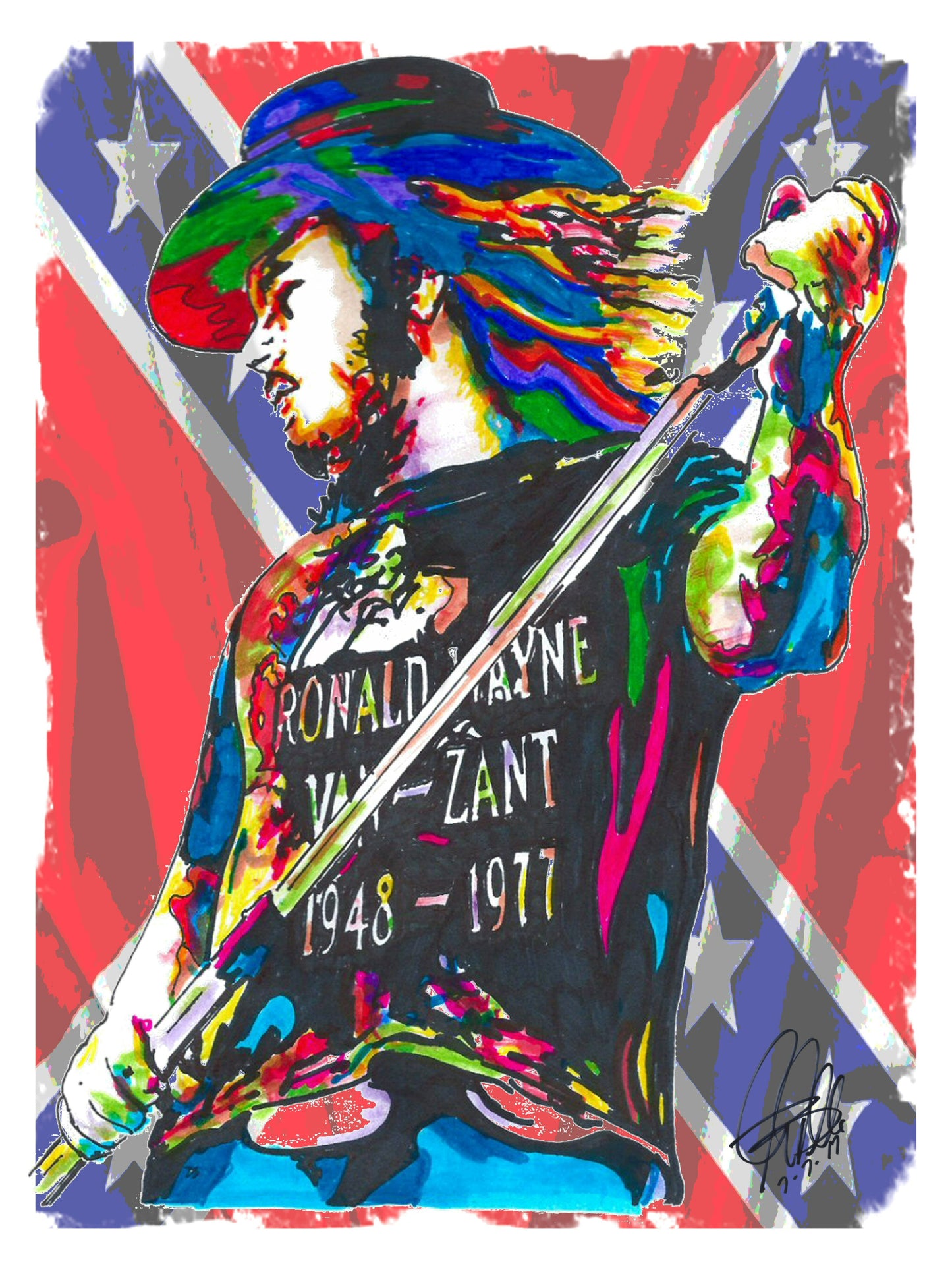 Ronnie Van Zant Lynyrd Skynyrd Singer Rock Music Poster Print Art 18x24