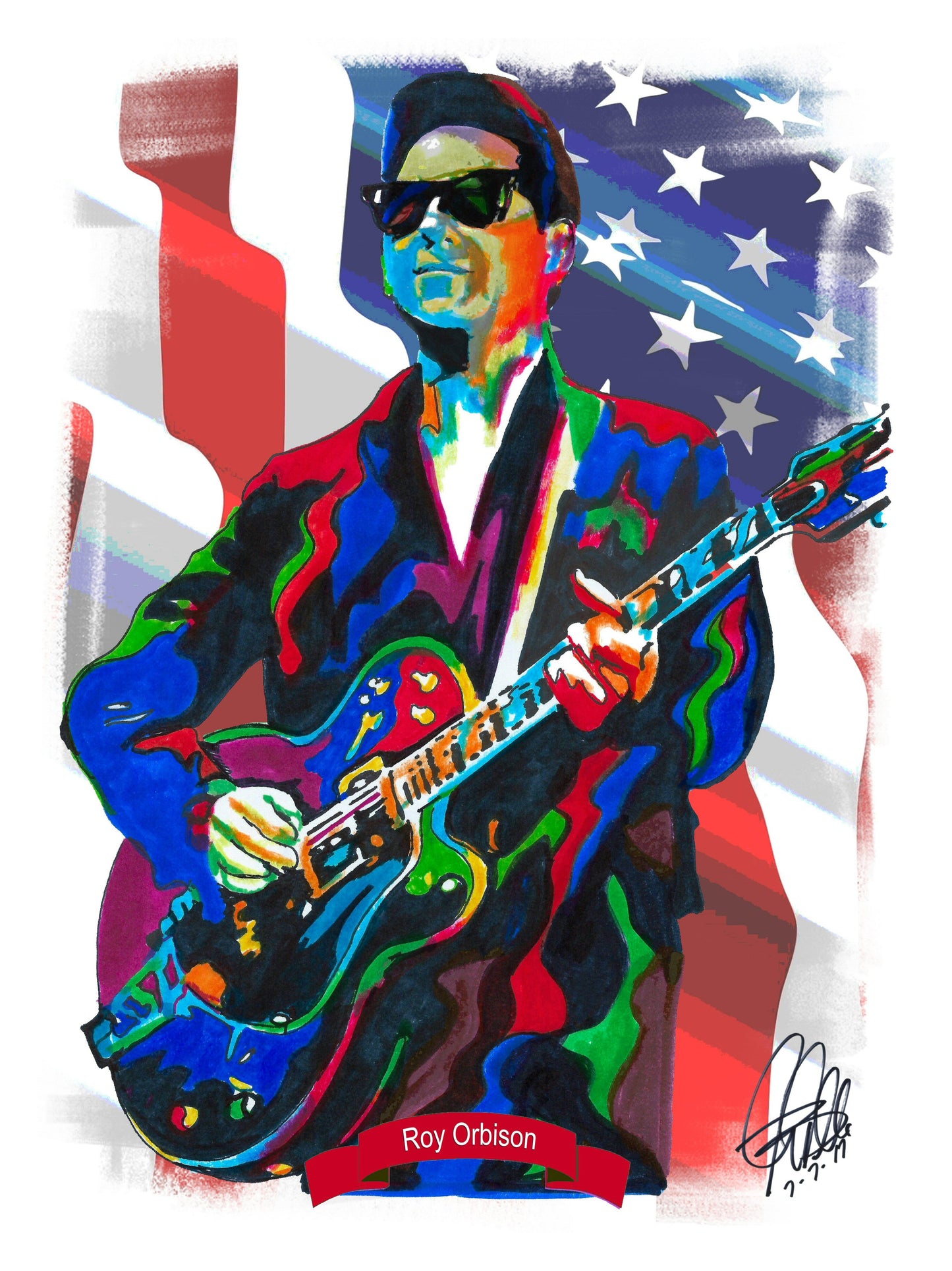 Roy Orbison Singer Guitar Music Poster Print Wall Art 18x24