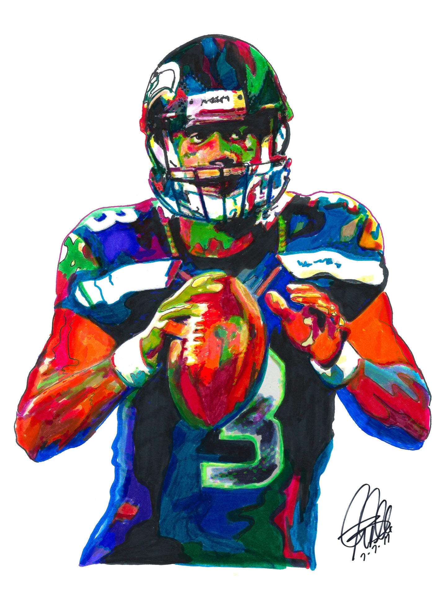 Russell Wilson Seattle Seahawks Football Sports Poster Print Wall Art 18x24