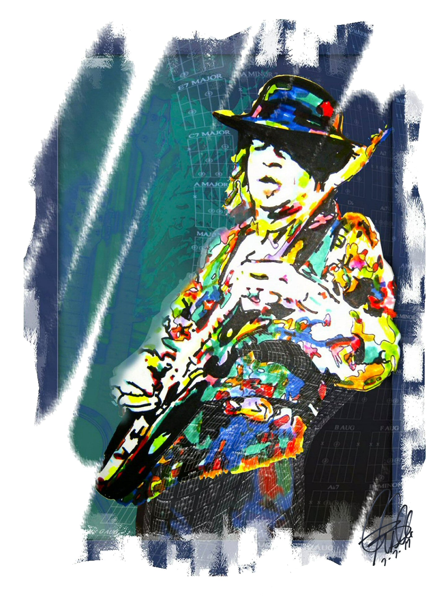 Stevie Ray Vaughan SRV Blues Rock Guitar Music Poster Print Wall Art 18x24