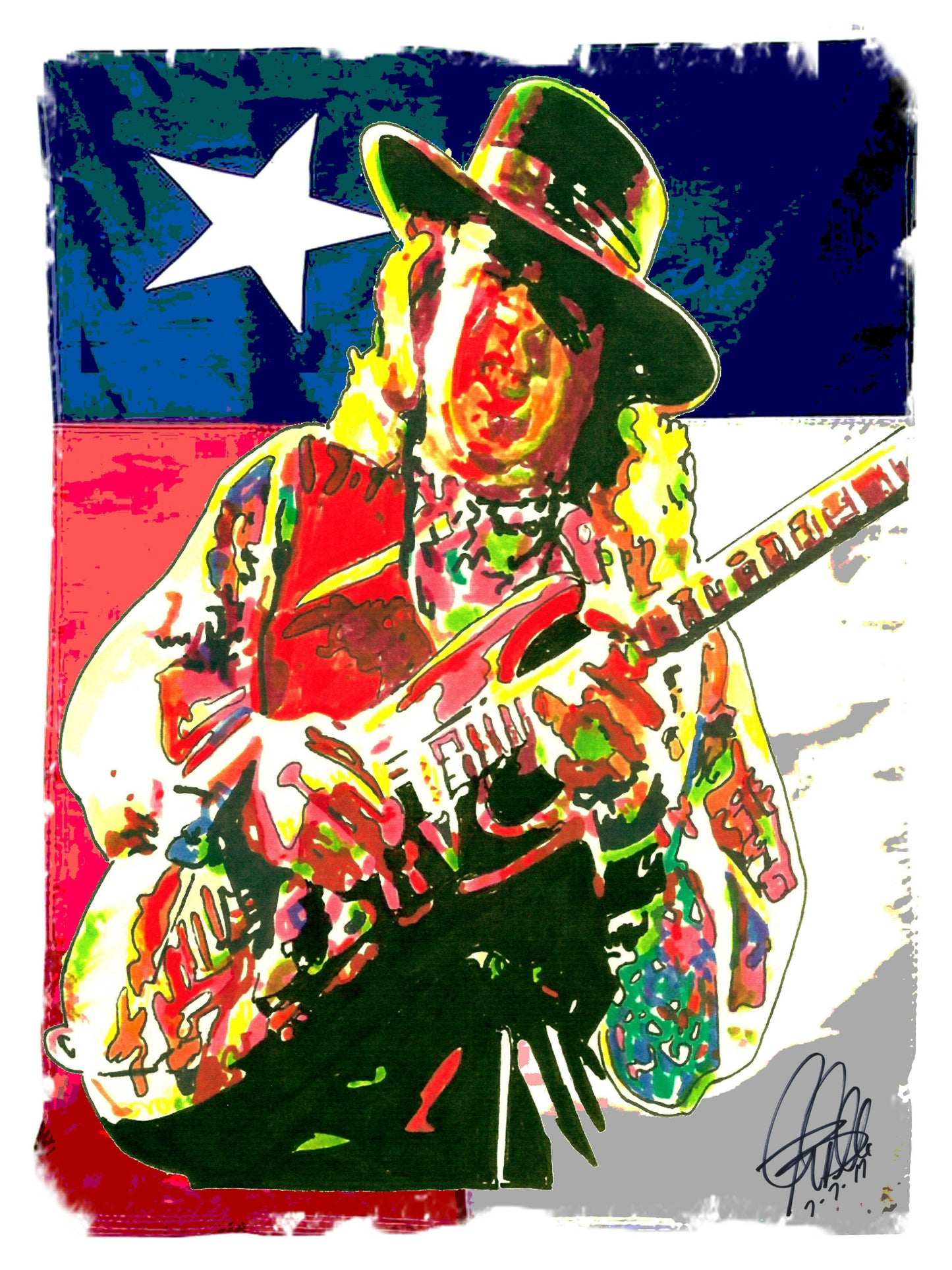 Stevie Ray Vaughan SRV Electric Guitar Texas Blues Music Poster Print 18x24