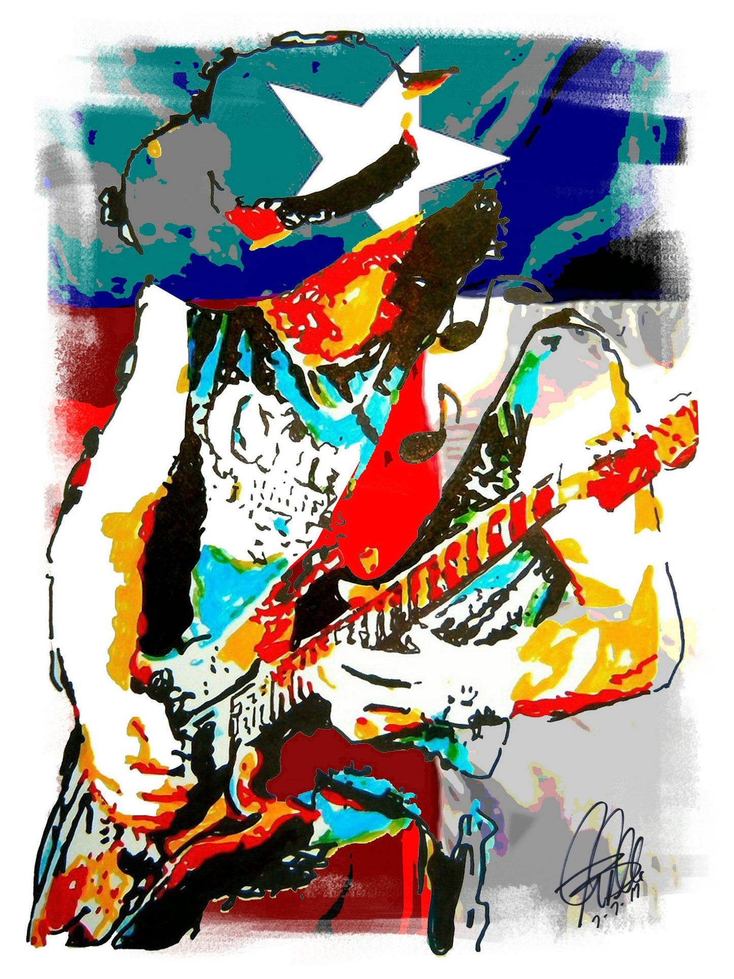 Stevie Ray Vaughan SRV Blues Rock Texas Music Print Poster Wall Art 18x24