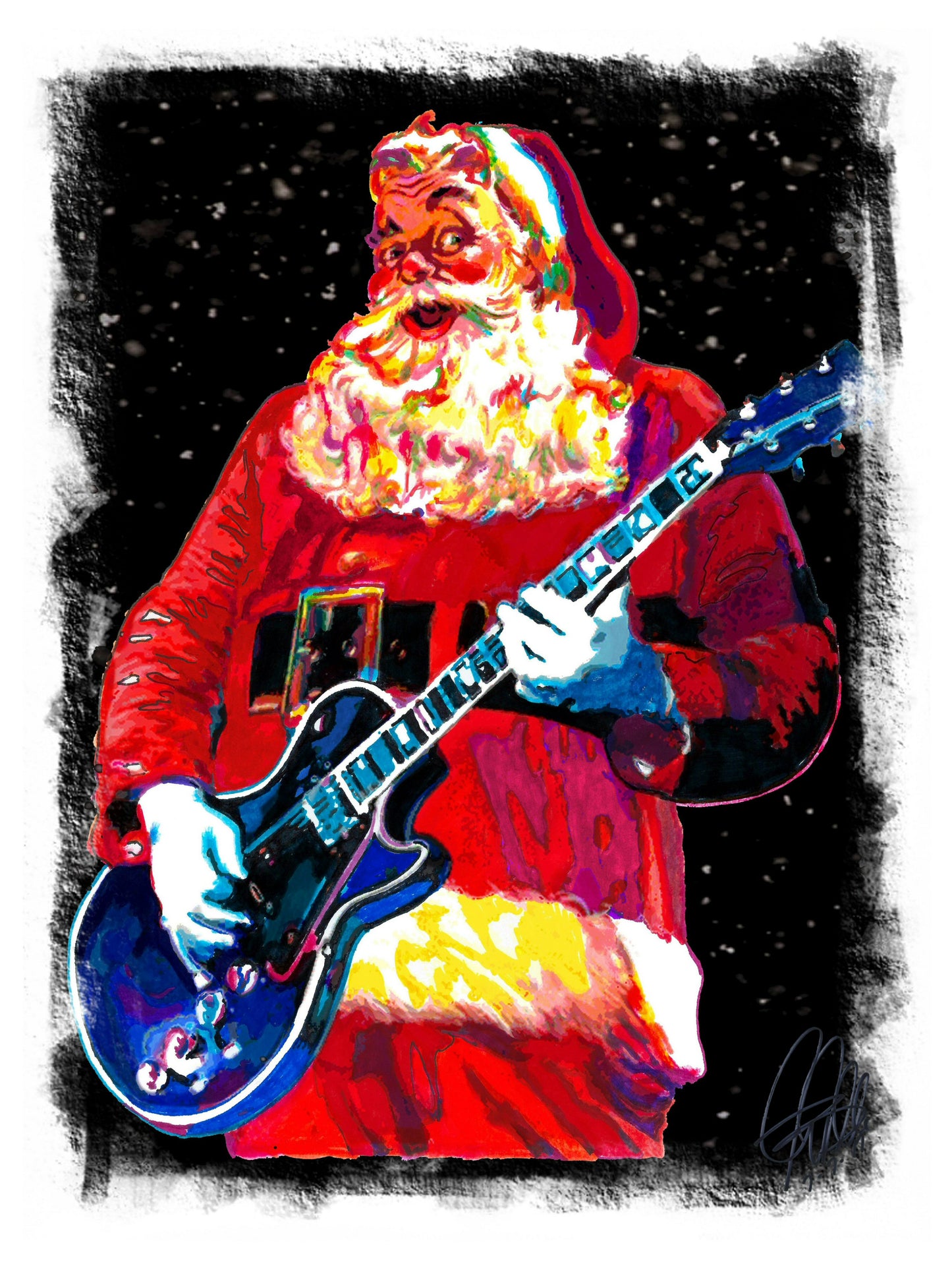 Santa Claus Guitar Poster Print Wall Art 18x24