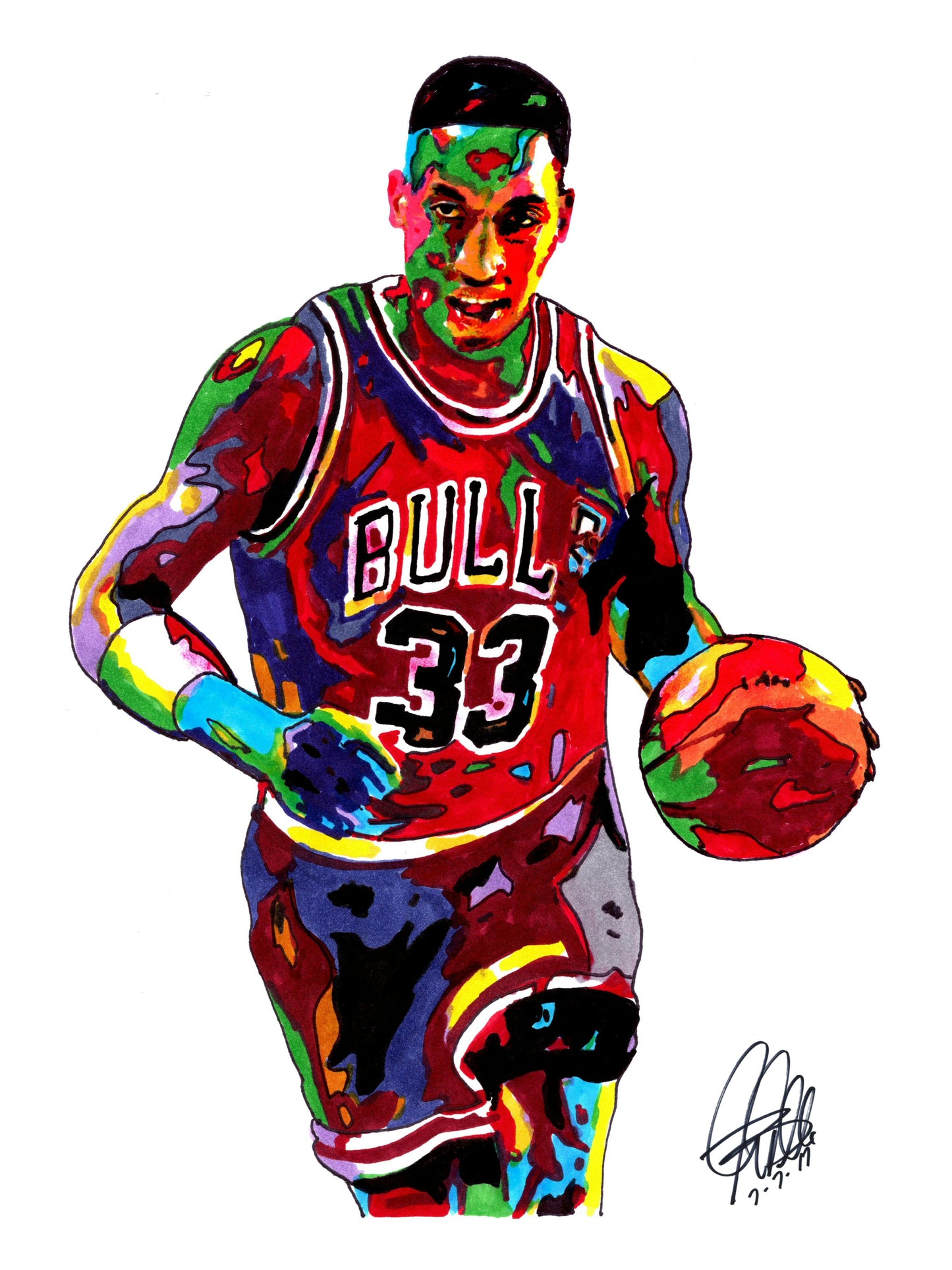 Scottie Pippen Chicago Bulls Basketball Poster Print Wall Art 18x24