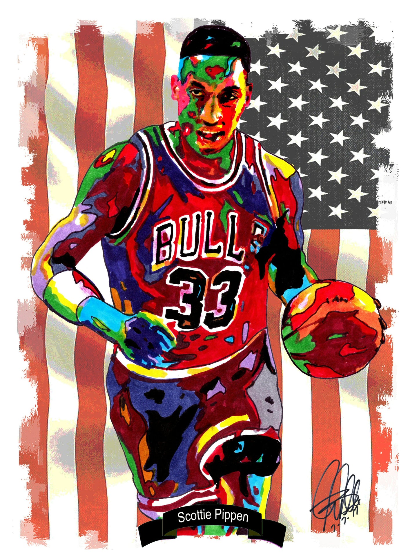 Scottie Pippen Chicago Bulls Basketball Sports Poster Print Wall Art 18x24