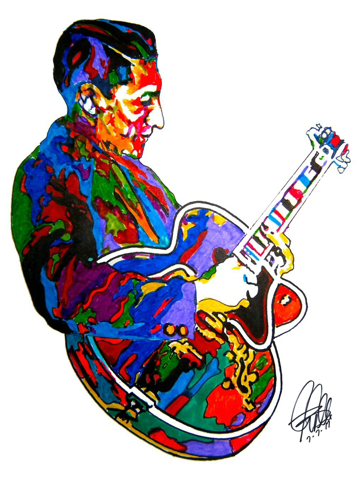 Scotty Moore Guitar Rockabilly Rock & Roll Music Poster Print Wall Art 18x24