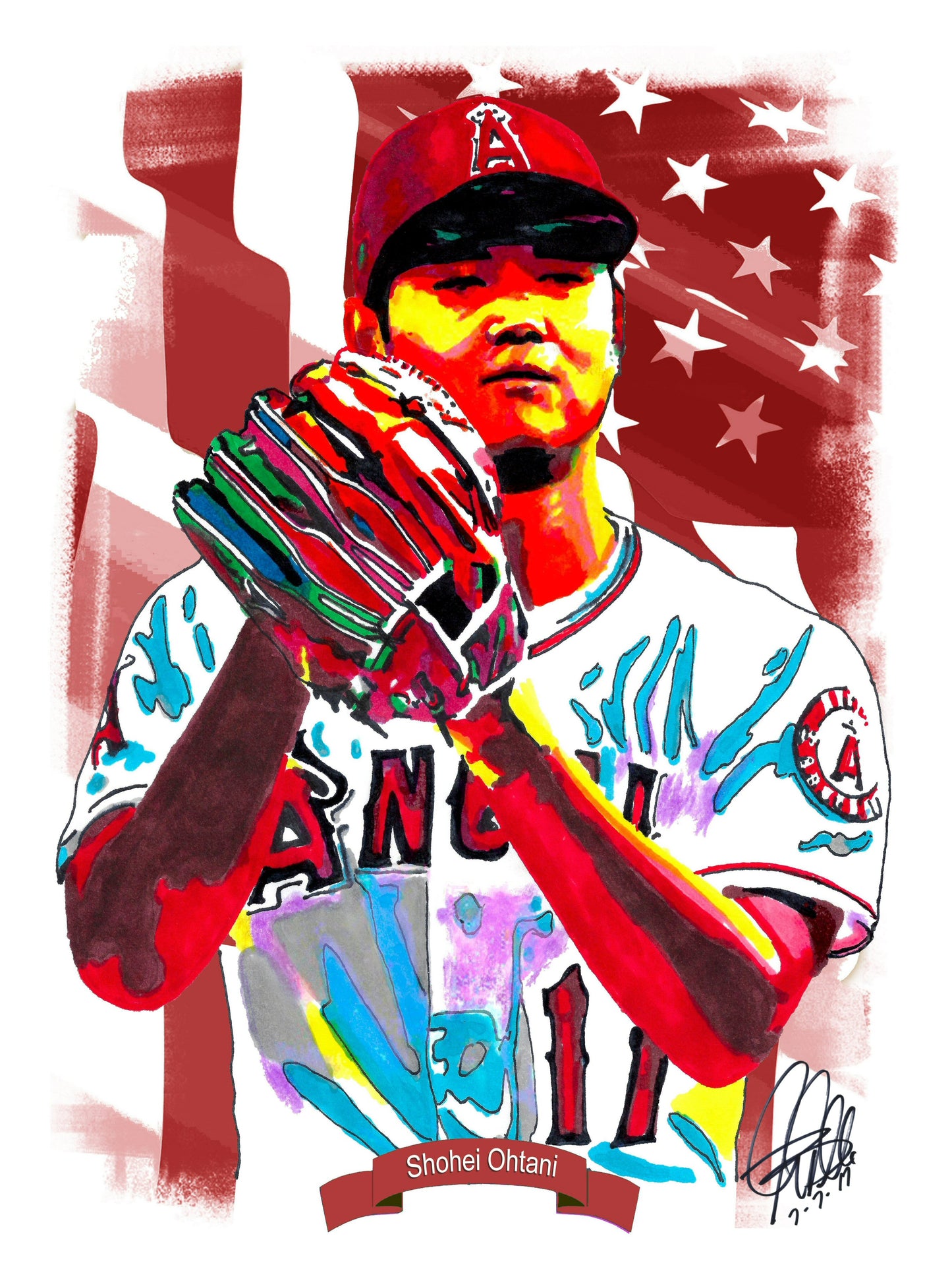 Shohei Ohtani Los Angeles Angels Baseball Sports Poster Print Wall Art 8.5x11