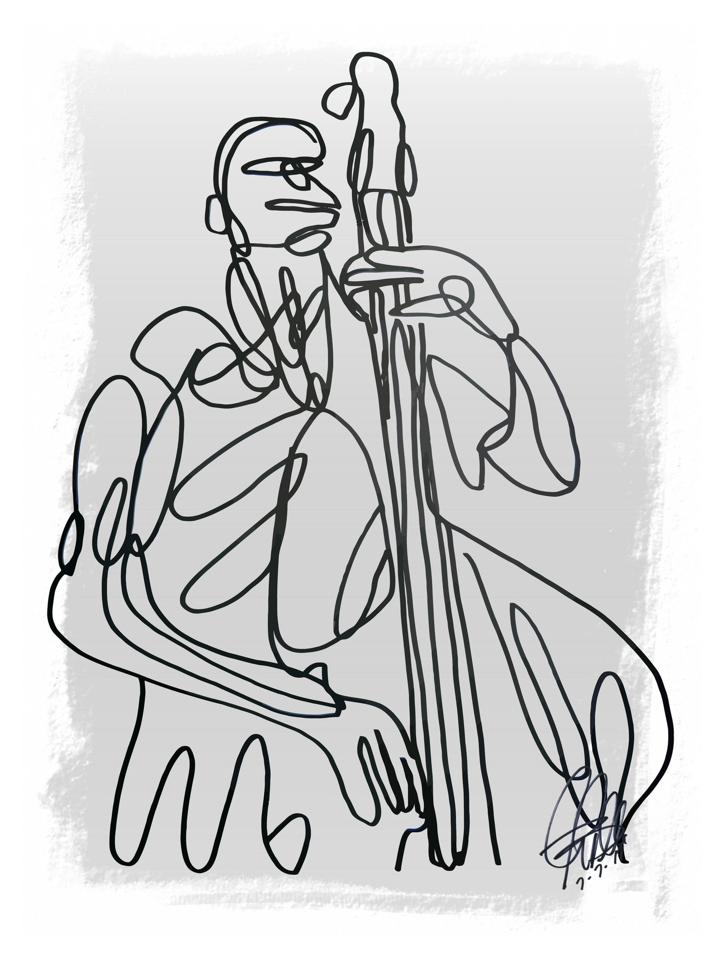 Upright Bass Player Music Poster Print Wall Art 18x24