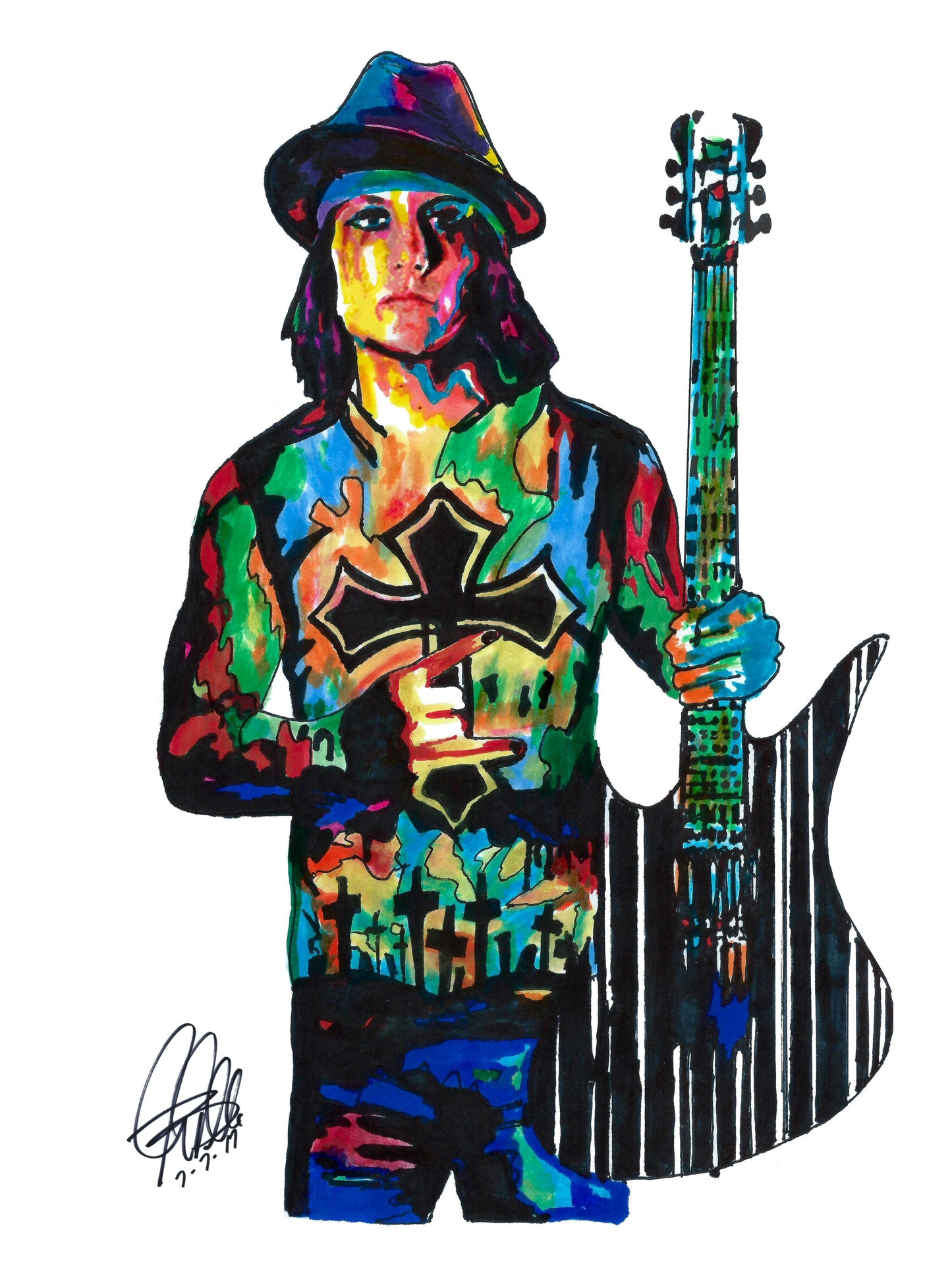 Synyster Gates Avenged Sevenfold Guitar Music Print Poster Wall Art 18x24