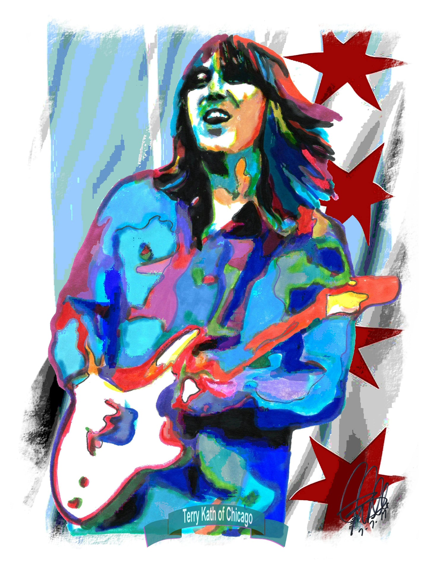 Terry Kath Chicago Guitar Blues Music Poster Print Wall Art 18x24