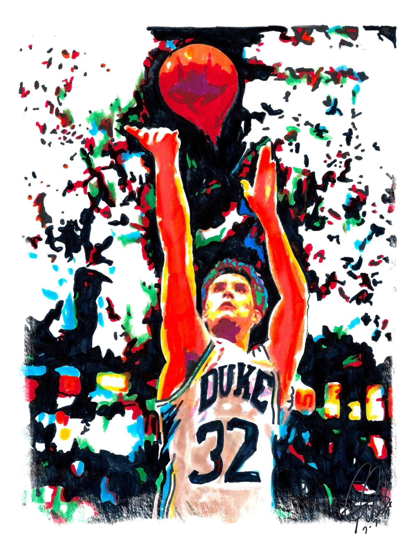 The Shot Duke Kentucky Christian Laettner Basketball Print Wall Art 8.5x11