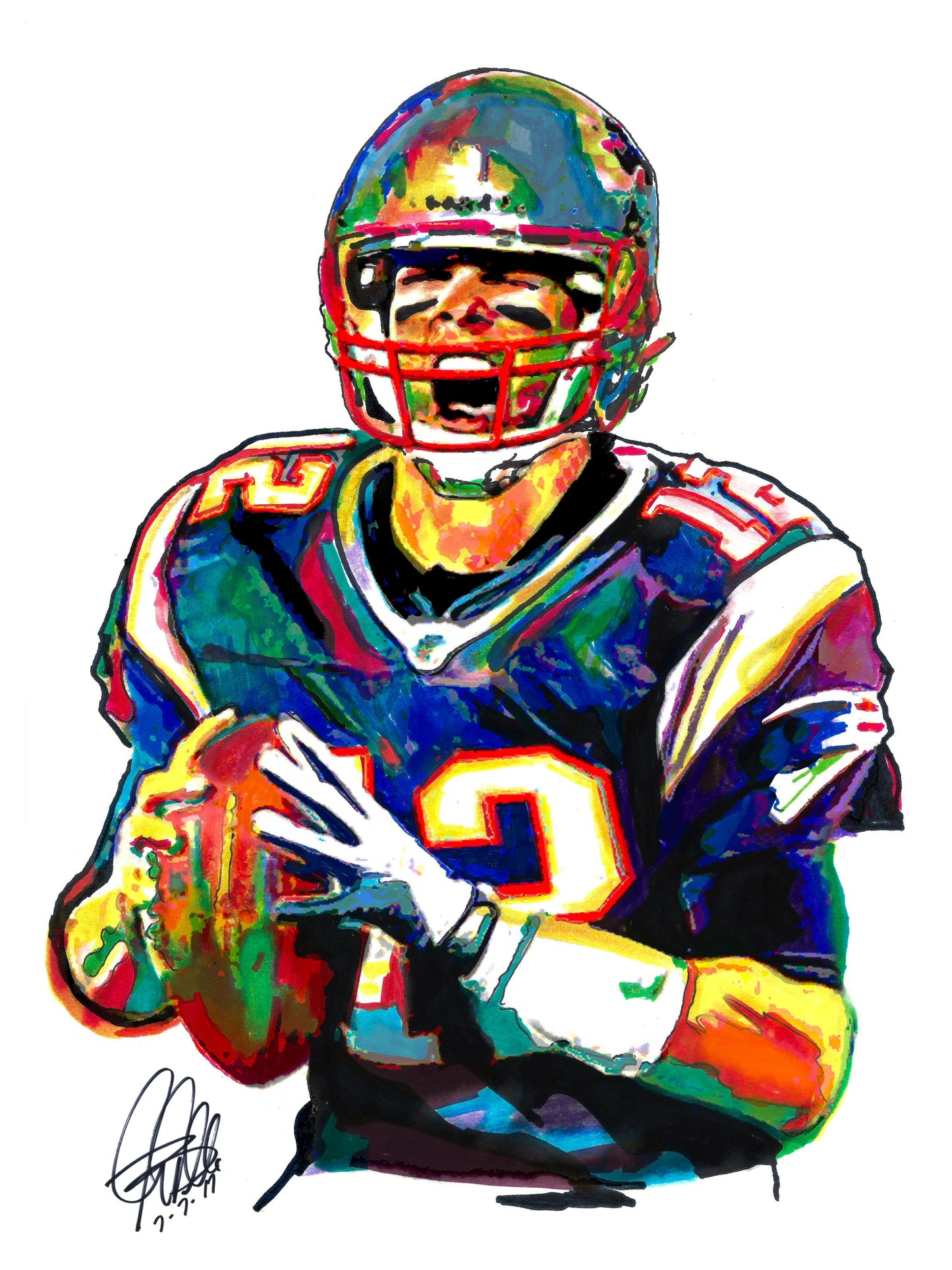 Tom Brady New England Patriots Football Poster Print Wall Art 18x24