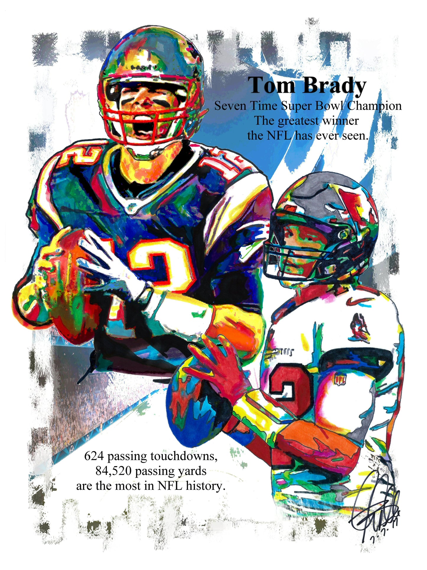 Tom Brady Buccaneers Patriots QB Football Poster Print Wall Art 8.5x11