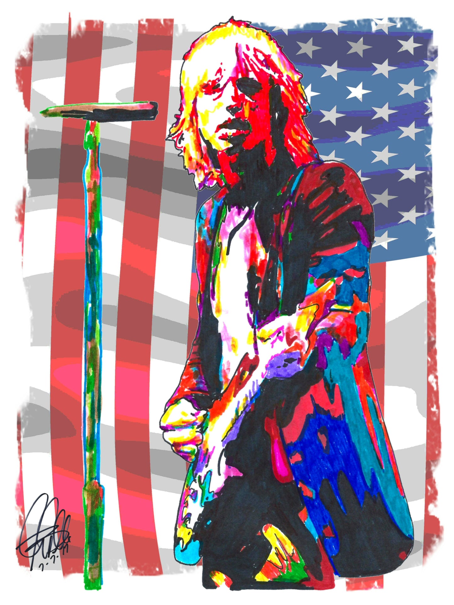 Tom Petty Heartbreakers Guitar Rock Music Poster Print Wall Art 18x24