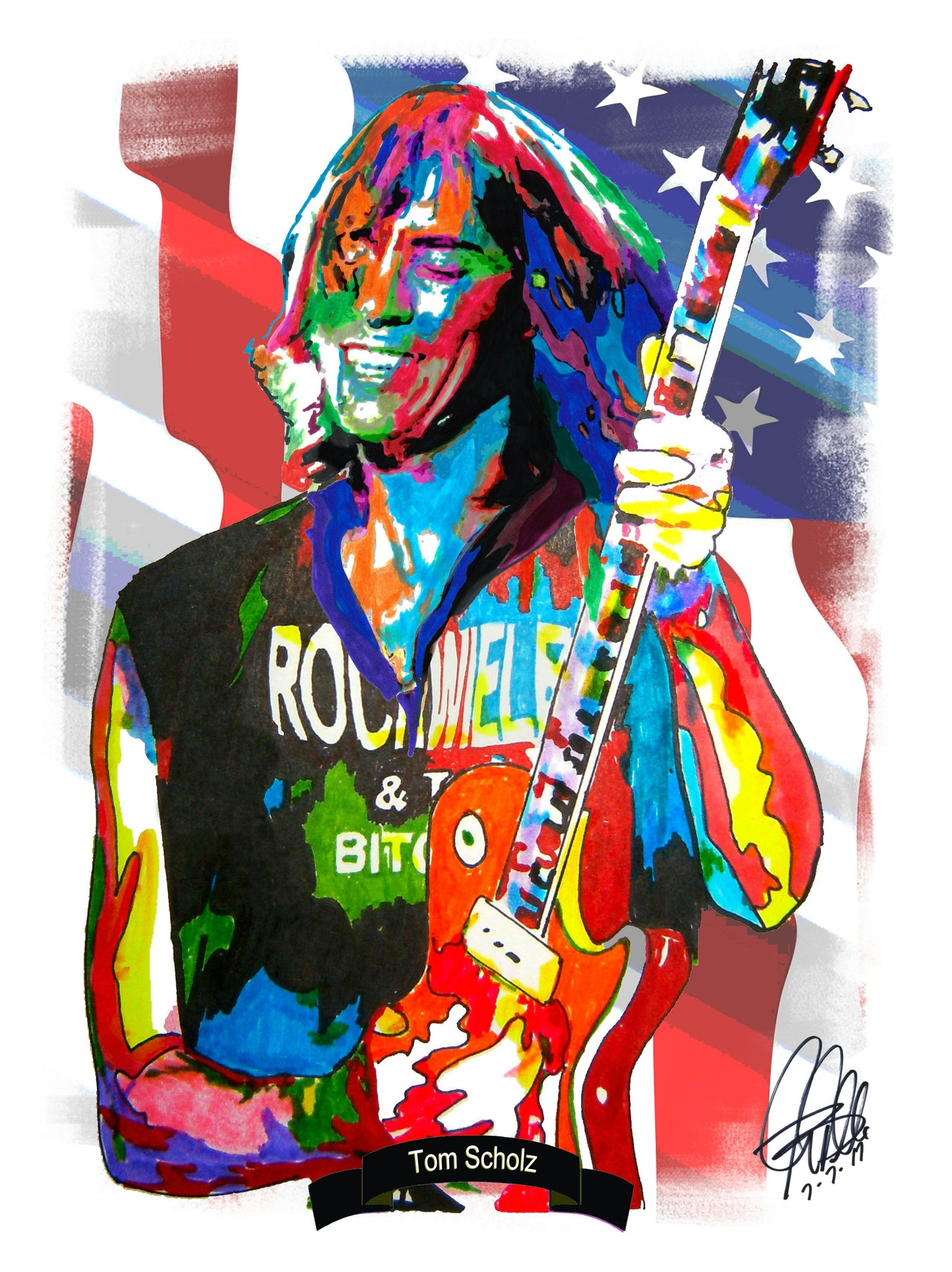 Tom Scholz Boston Guitar Hard Rock Music Print Poster Wall Art 18x24