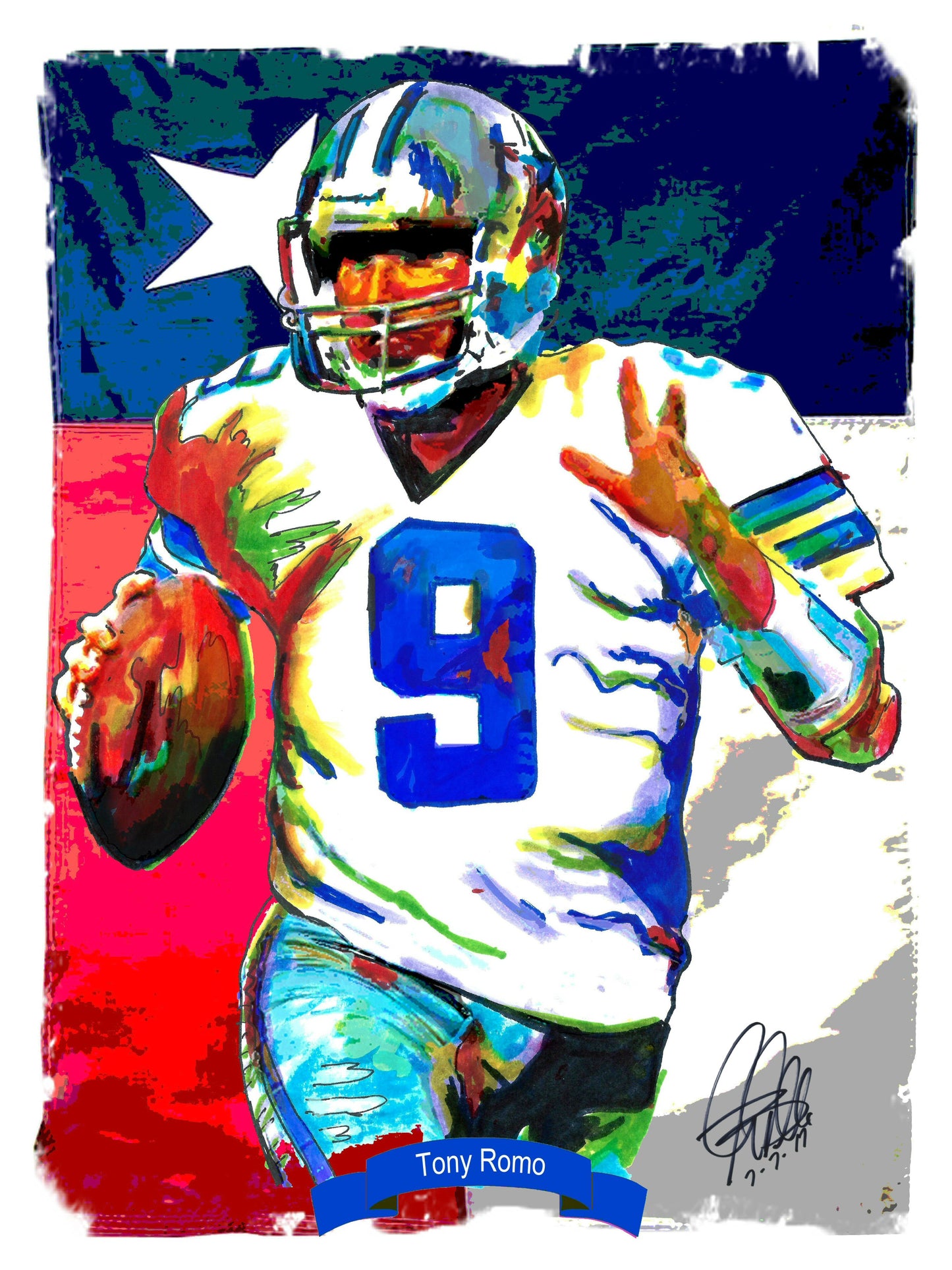 Tony Romo Dallas Cowboys QB Football Sports Poster Print Wall Art 8.5x11