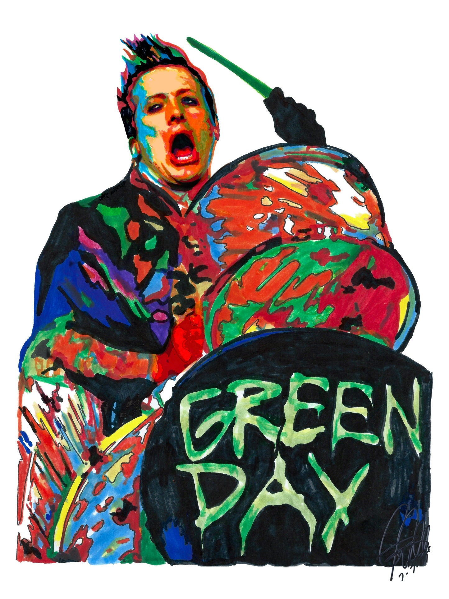 Tre Cool Green Day Drums Punk Rock Music Poster Print Wall Art 8.5x11