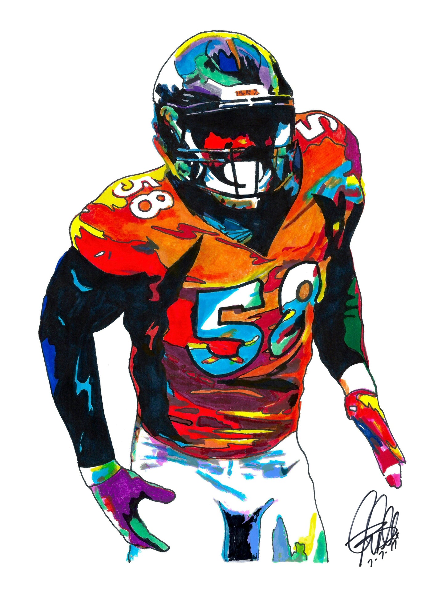 Von Miller Denver Broncos LB Football Sports Print Poster Wall Art 18x24