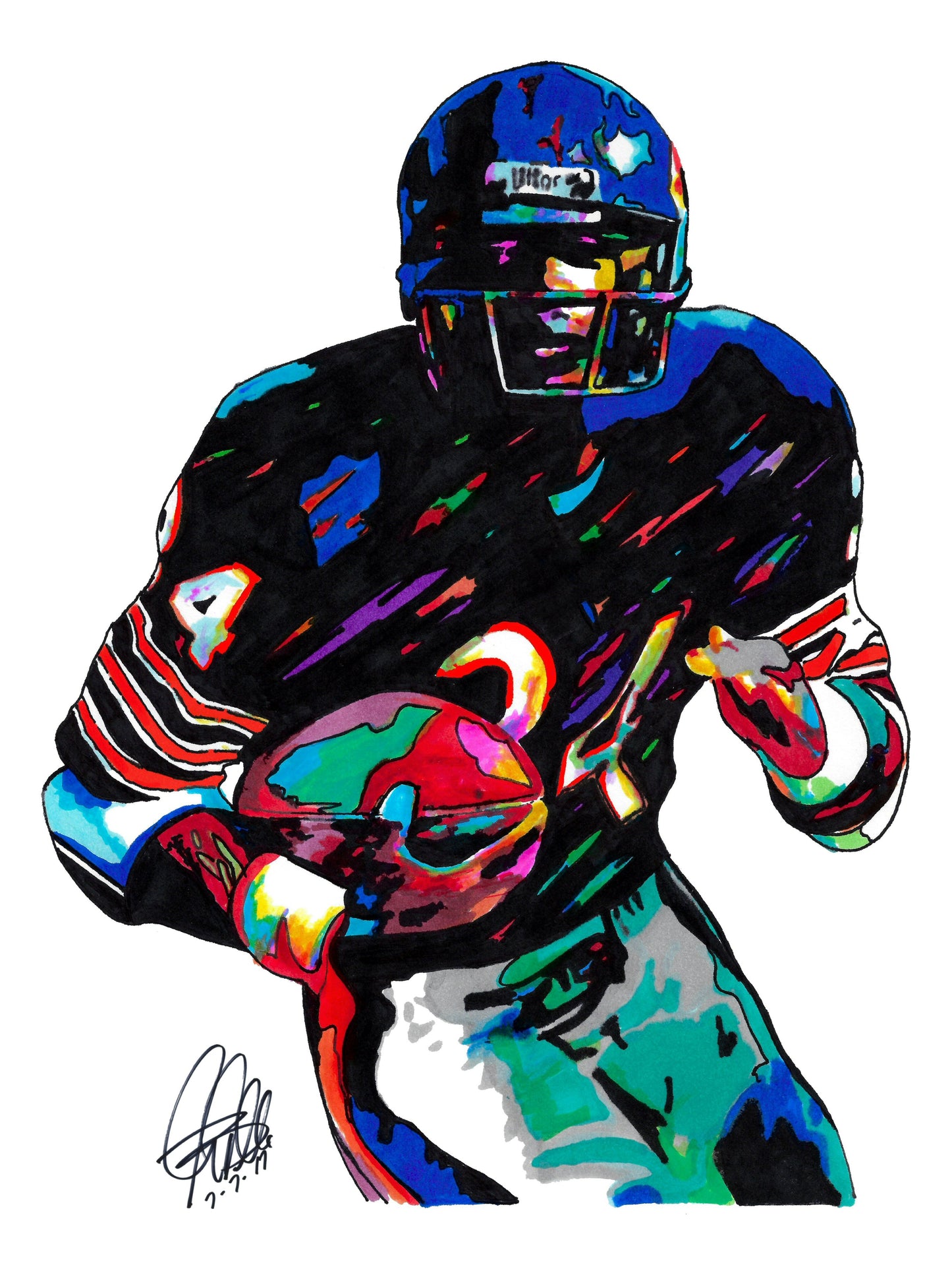 Walter Payton Chicago Bears Football RB Sports Print Poster Wall Art 18x24