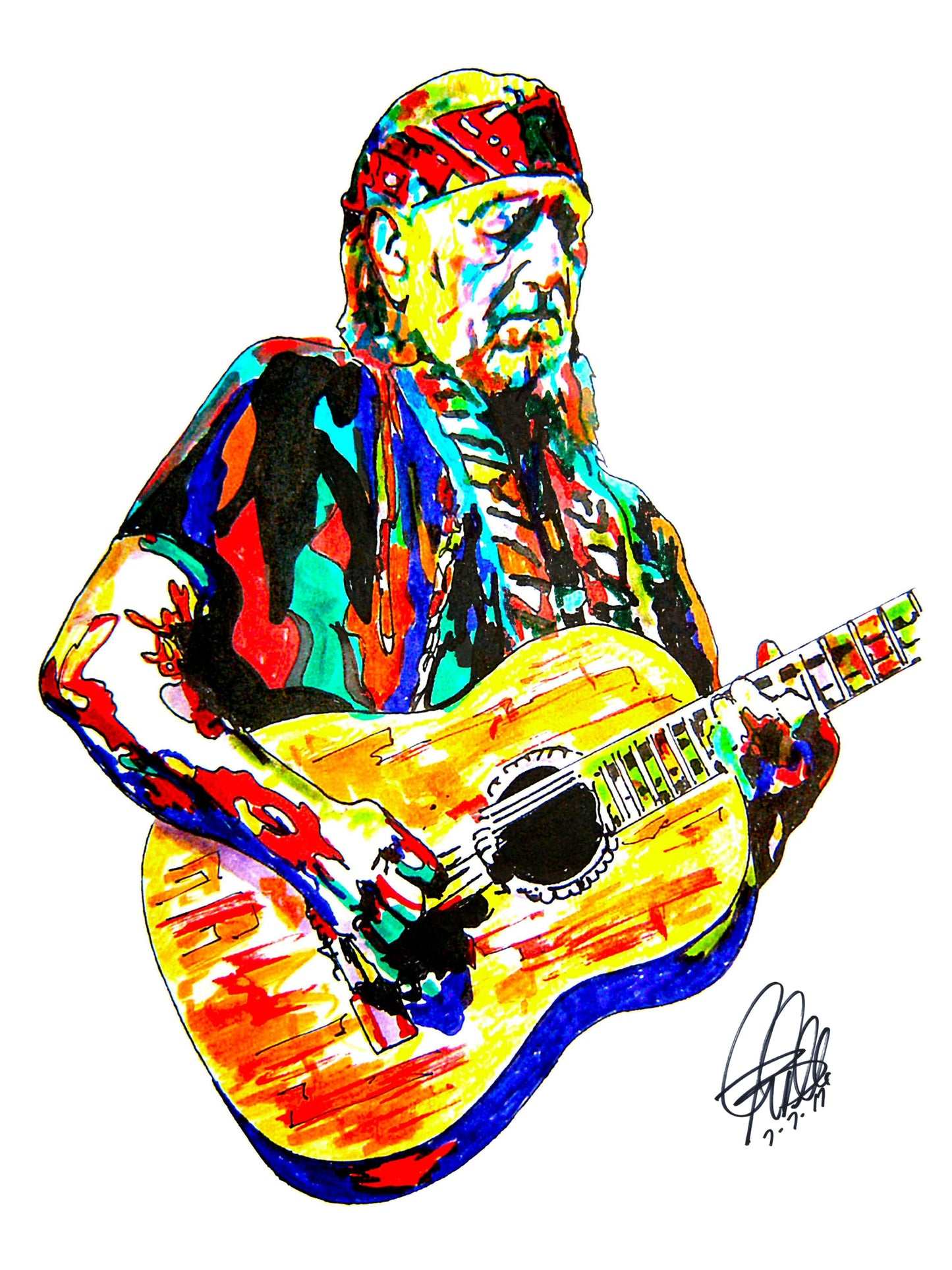 Willie Nelson Singer Guitar Pop Country Music Print Poster Wall Art 18x24