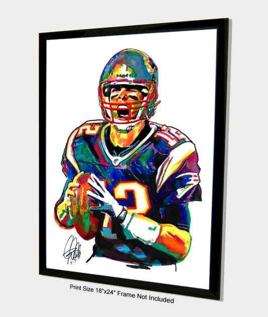 Tom Brady New England Patriots Football Poster Print Wall Art 18x24