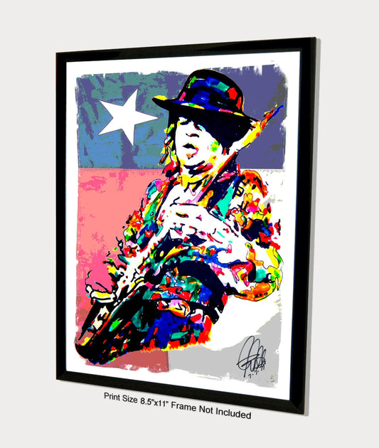 Stevie Ray Vaughan SRV Texas Blues Music Poster Print Wall Art 8.5x11