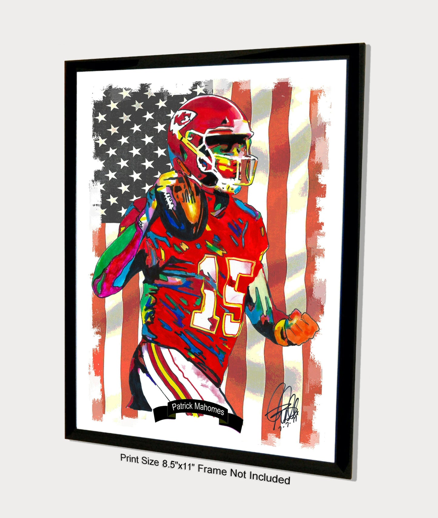 Patrick Mahomes Kansas City Chiefs Football Poster Print Wall Art 8.5x11