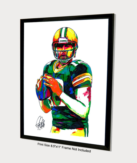 Aaron Rodgers Green Bay Packers QB Football Sports Poster Print Wall Art 8.5x11