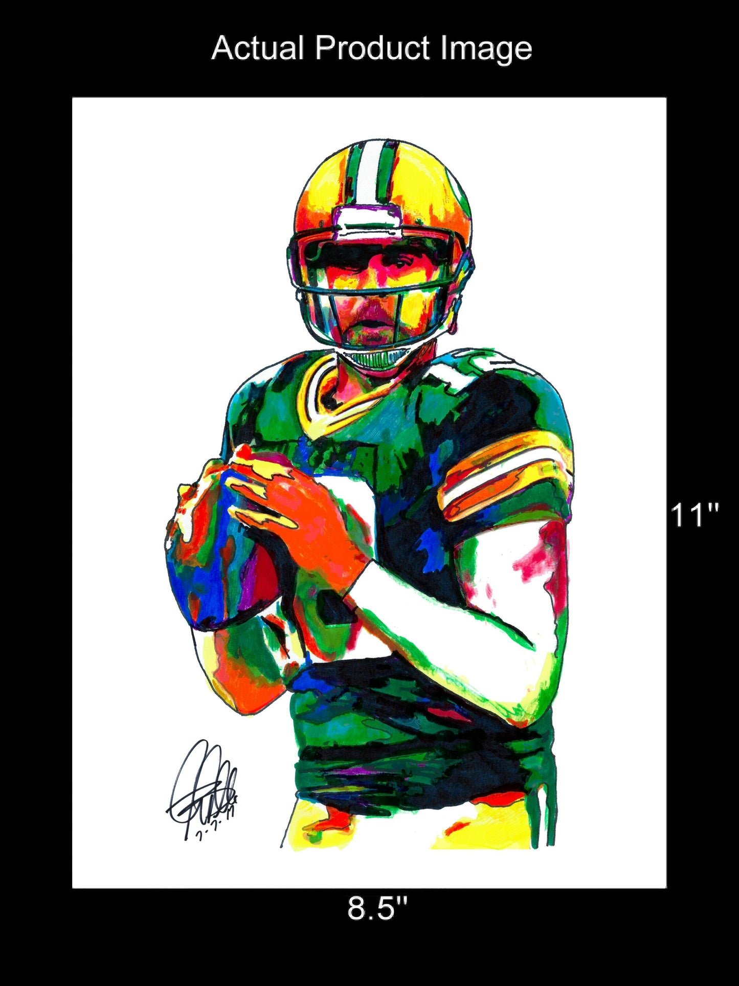 Aaron Rodgers Green Bay Packers QB Football Sports Poster Print Wall Art 8.5x11