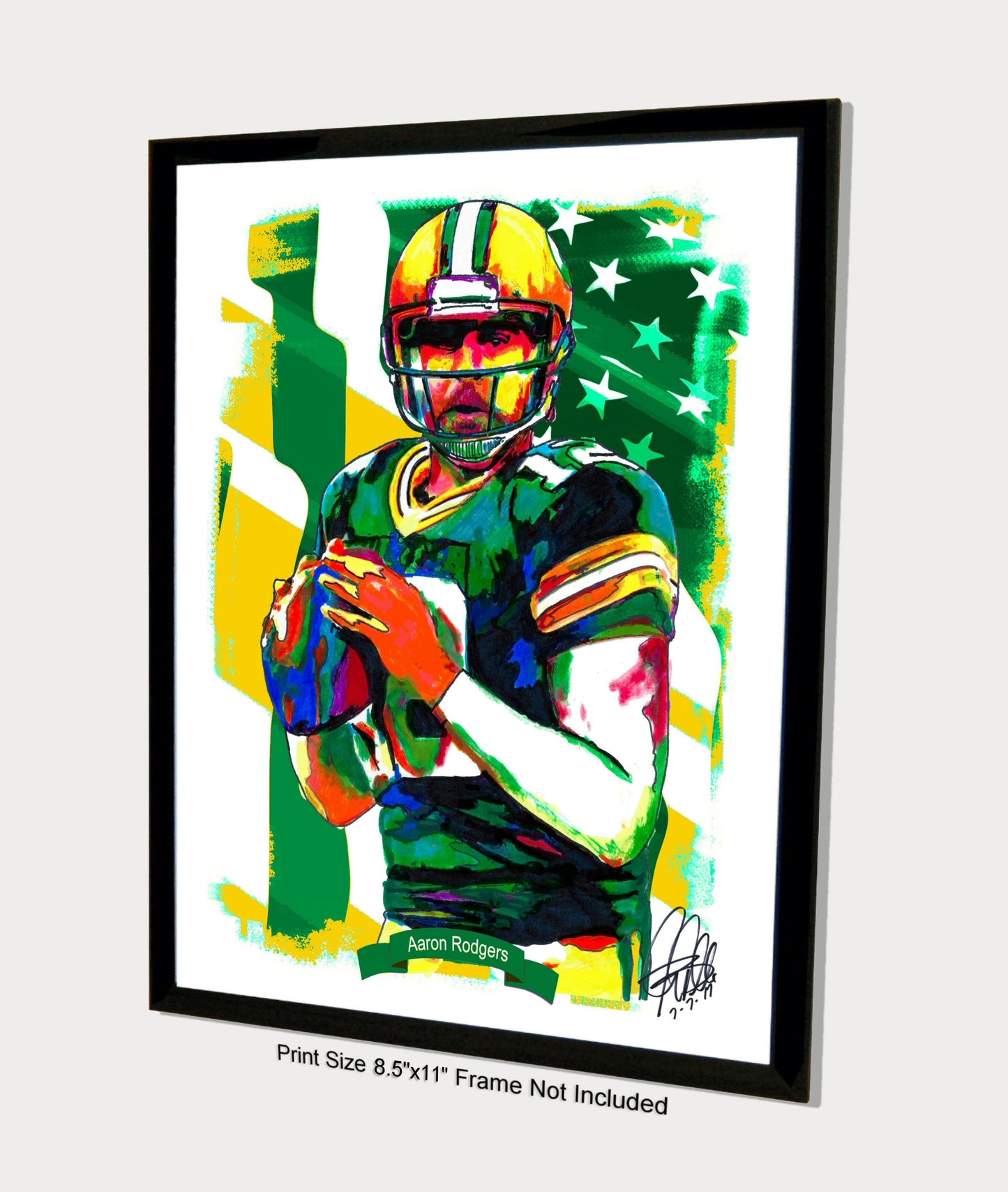 Aaron Rodgers Green Bay Packers Football Sports Print Poster Wall Art 8.5x11