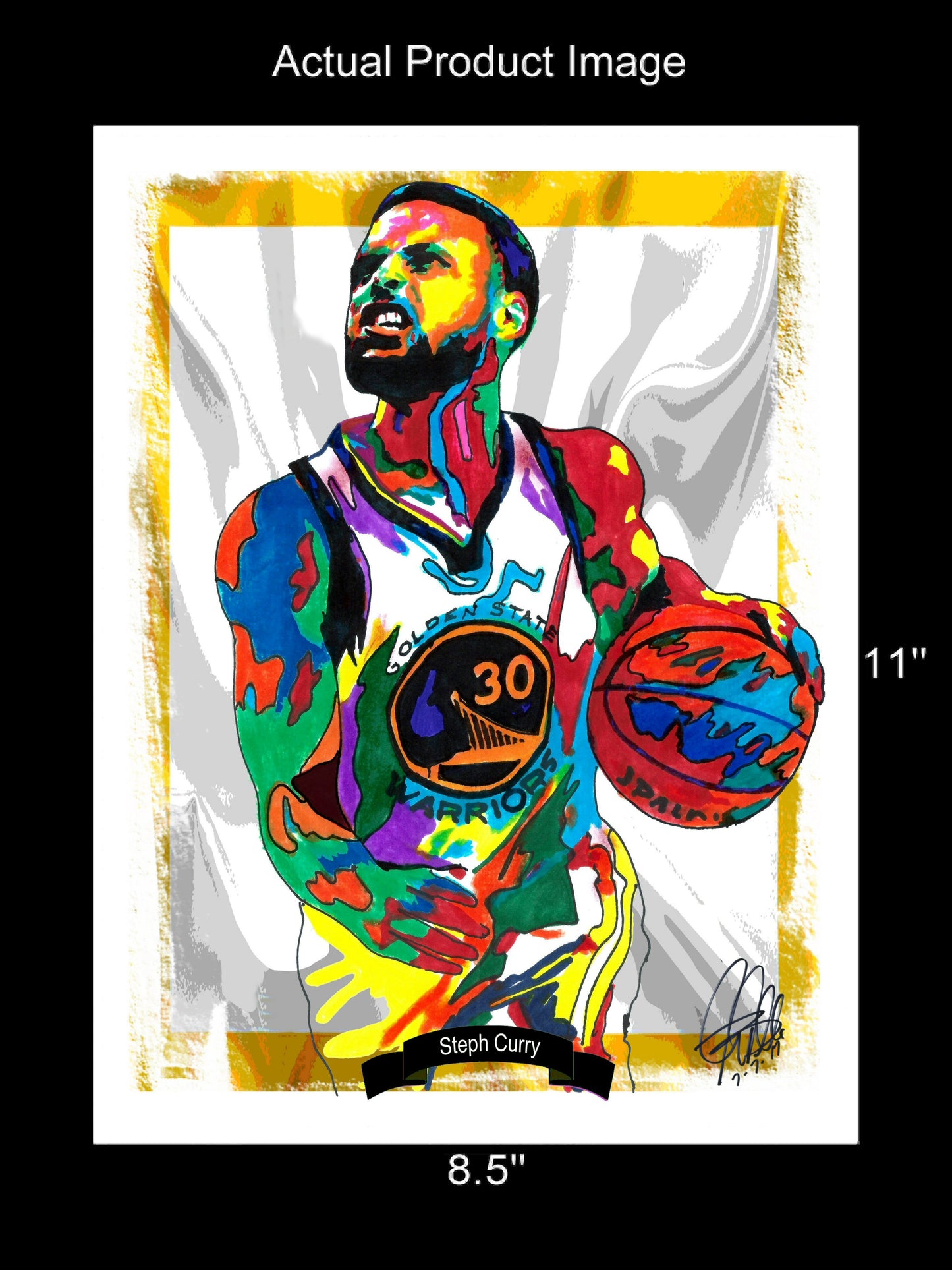 Steph Curry Golden State Warriors Basketball Poster Print Wall Art 8.5x11