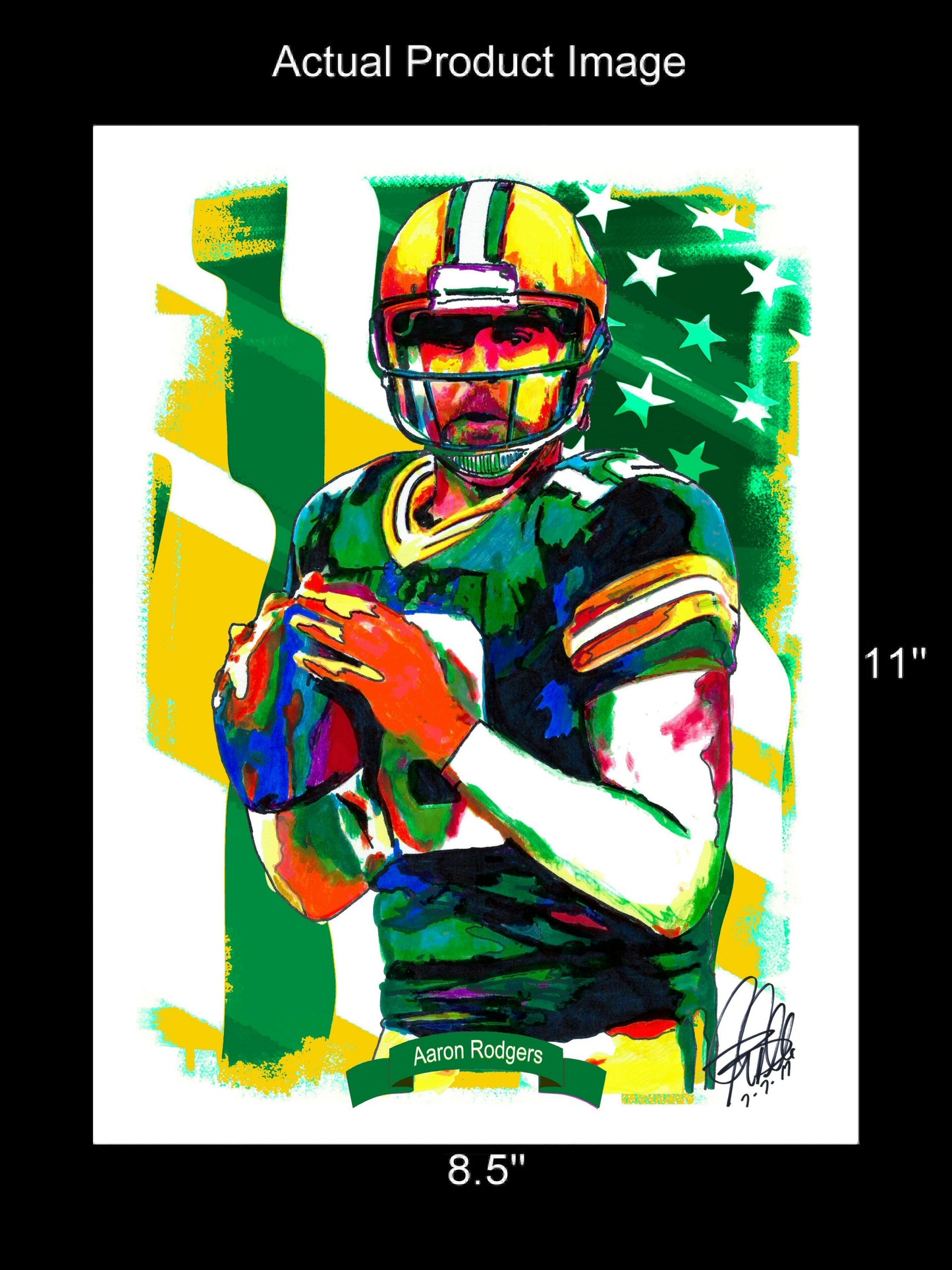 Aaron Rodgers Green Bay Packers Football Sports Print Poster Wall Art 8.5x11