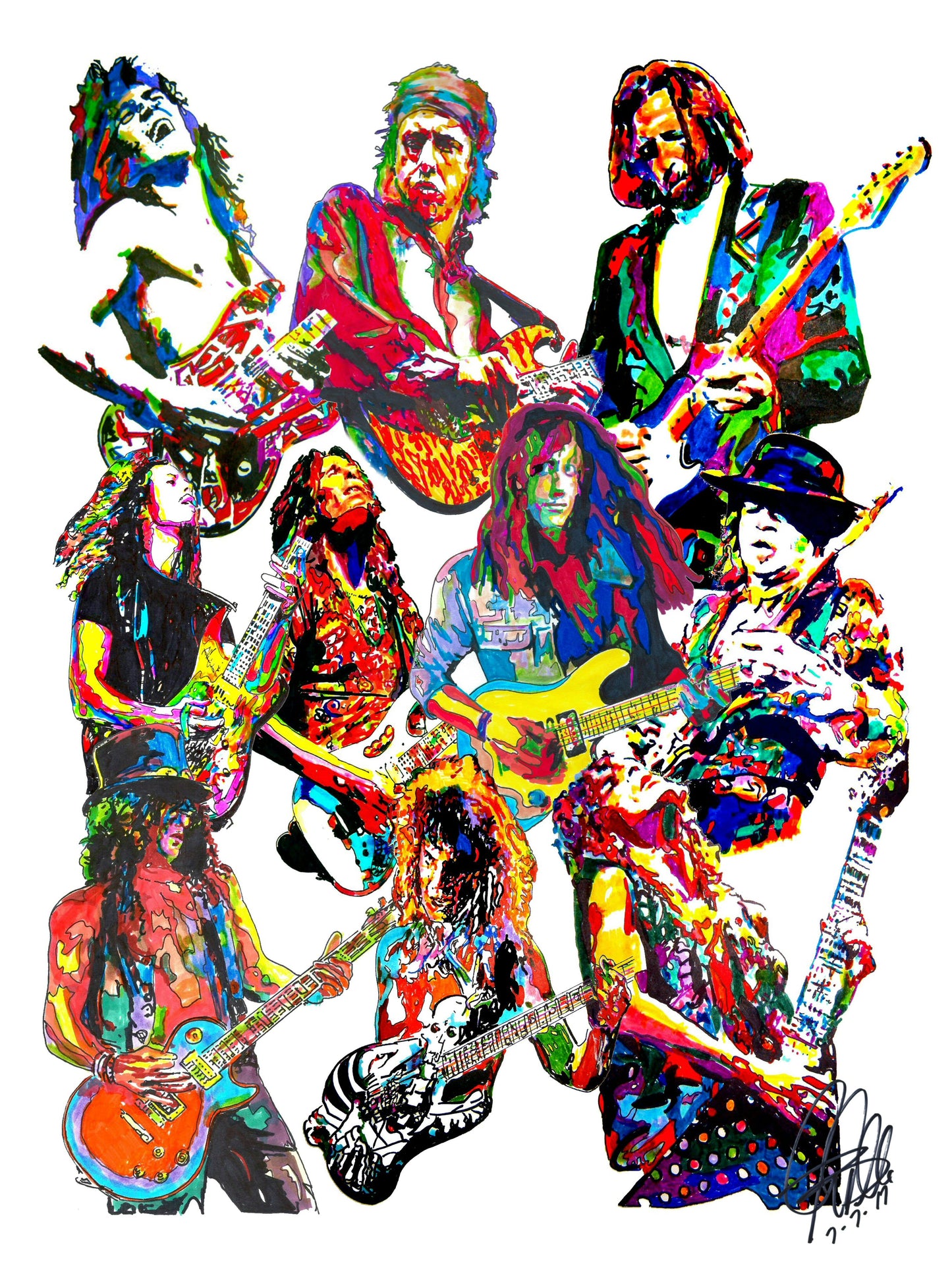 80s Guitar Players Van Halen Rhoads SRV Music Poster Print Wall Art 8.5x11