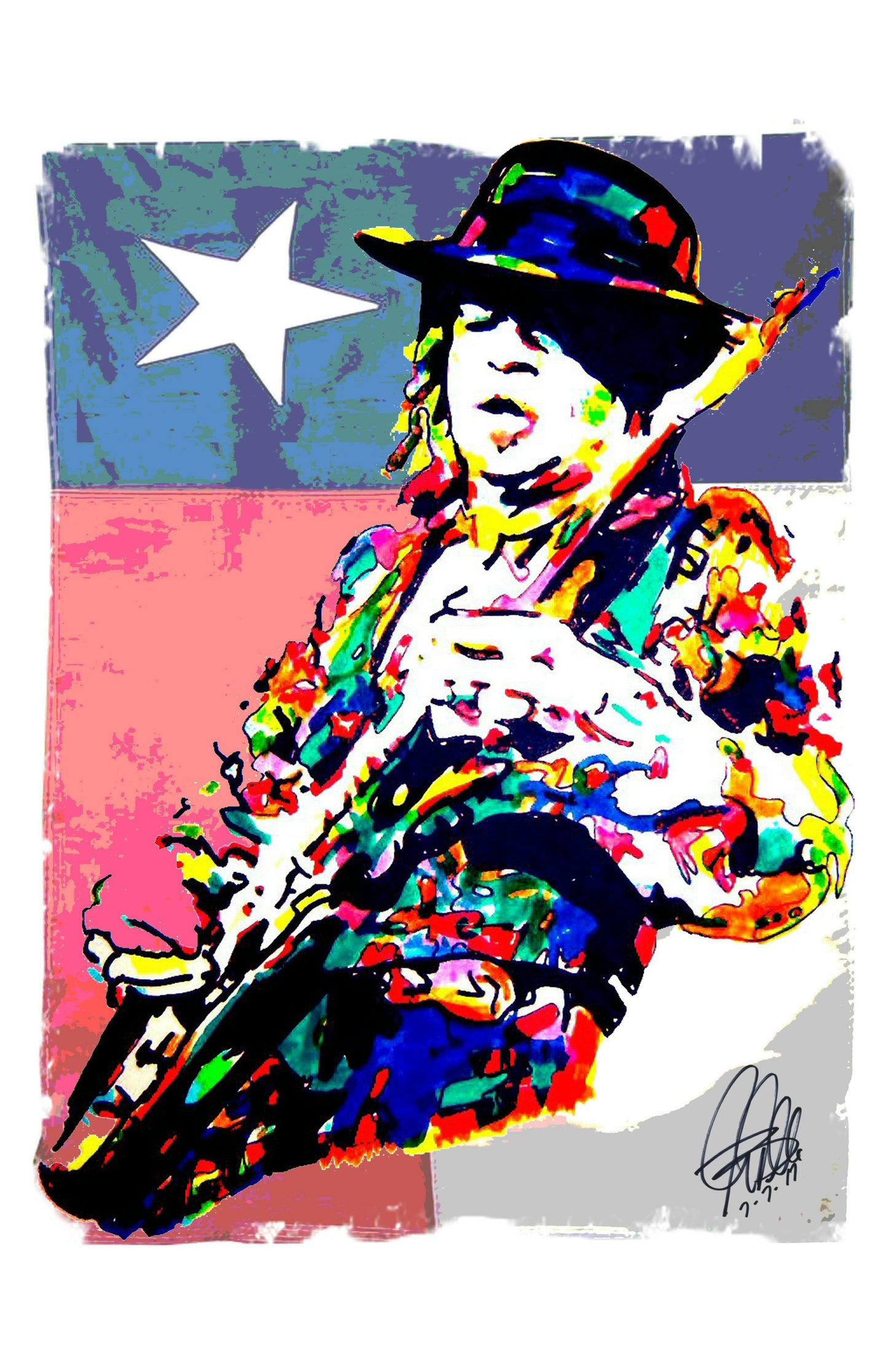 Stevie Ray Vaughan SRV Texas Blues Music Poster Print Wall Art 11x17