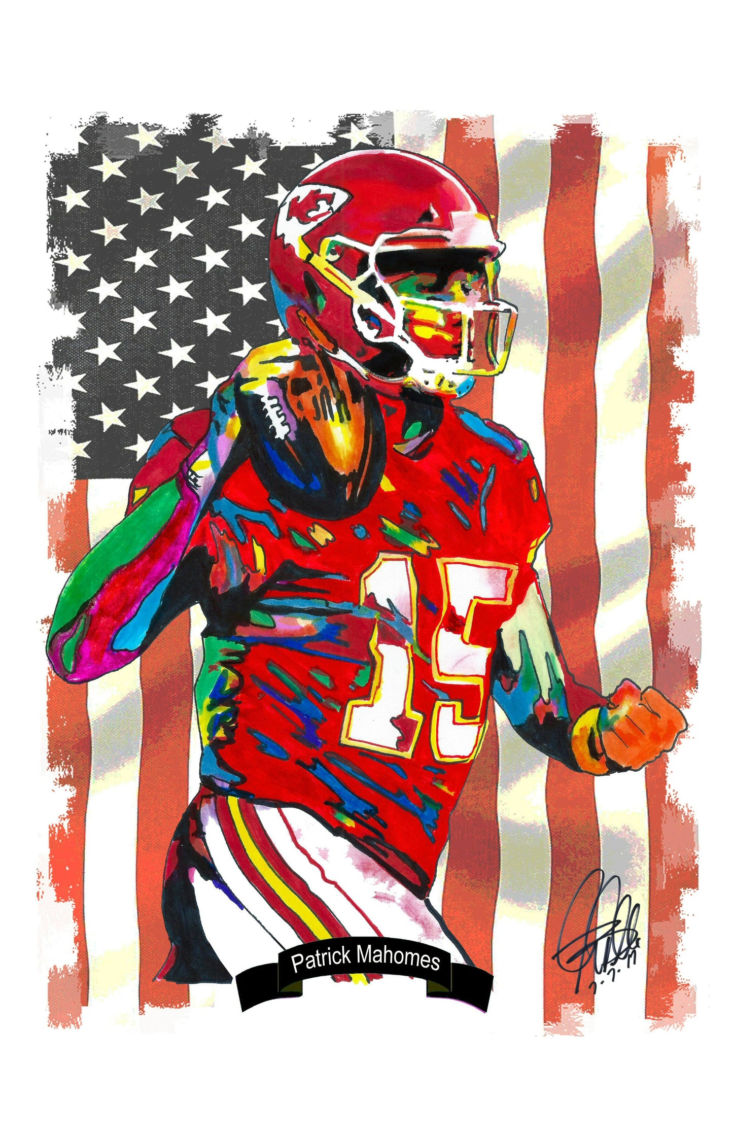 Patrick Mahomes Kansas City Chiefs Football Poster Print Wall Art 11x17