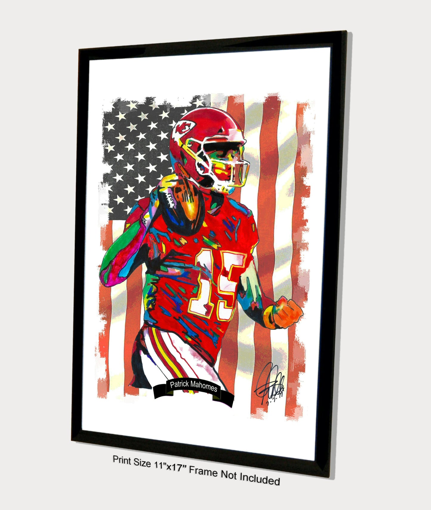 Patrick Mahomes Kansas City Chiefs Football Poster Print Wall Art 11x17